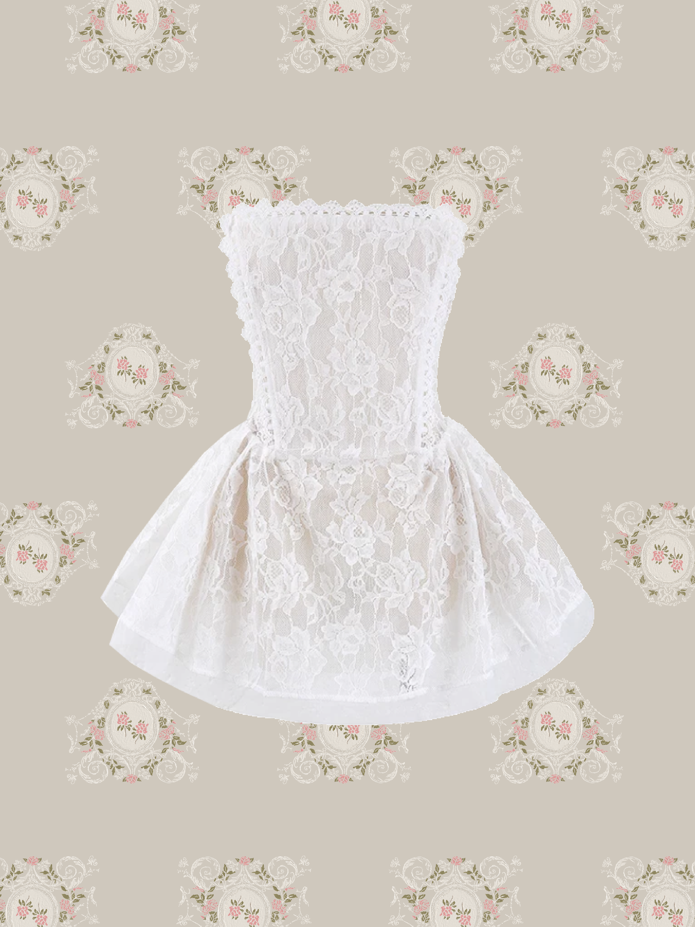 Texture Lace Waisted Bustier Dress/テクスチャーレースビスチェドレス