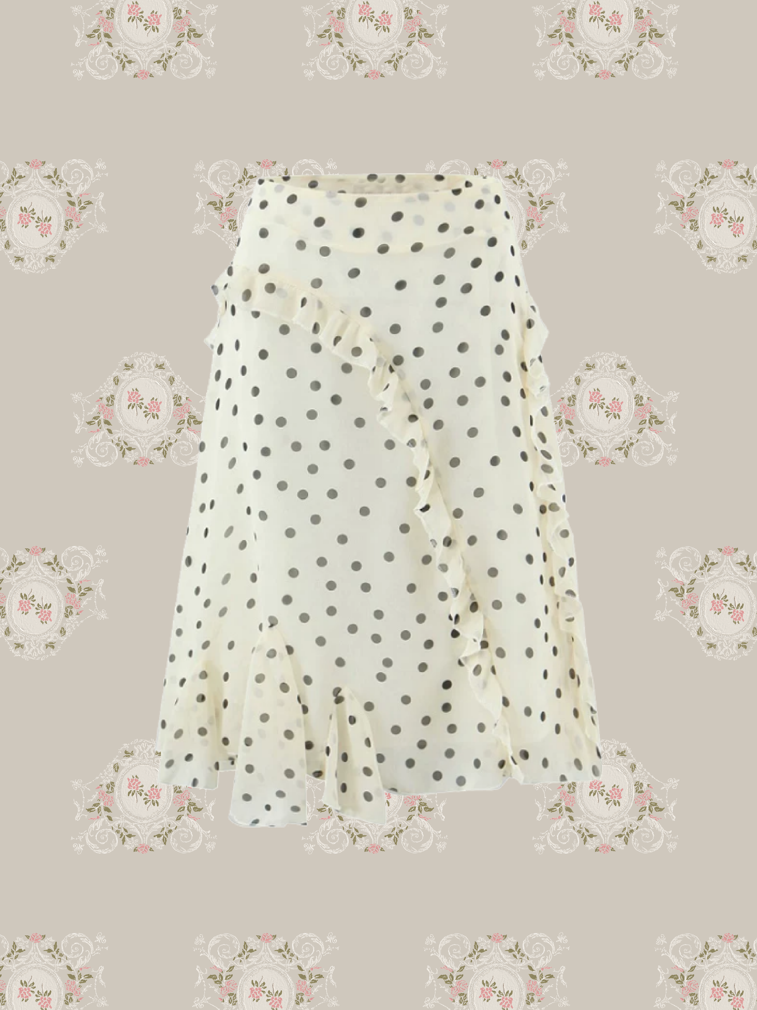 Ruffle Flare Dots Skirt/フリルフレアドットスカート