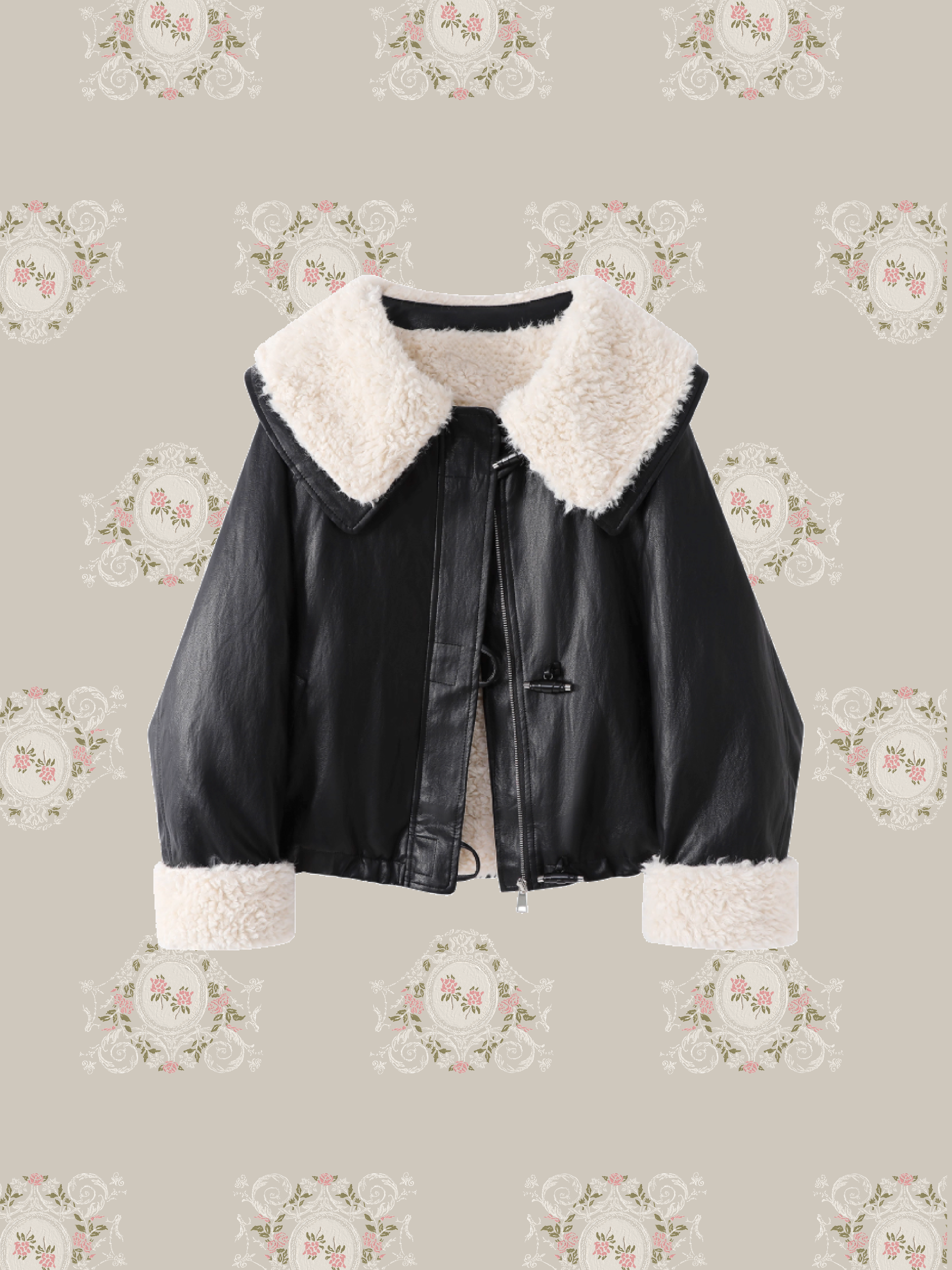 Leather Fluffy Fur Jacket/ふわふわレザーファージャケット