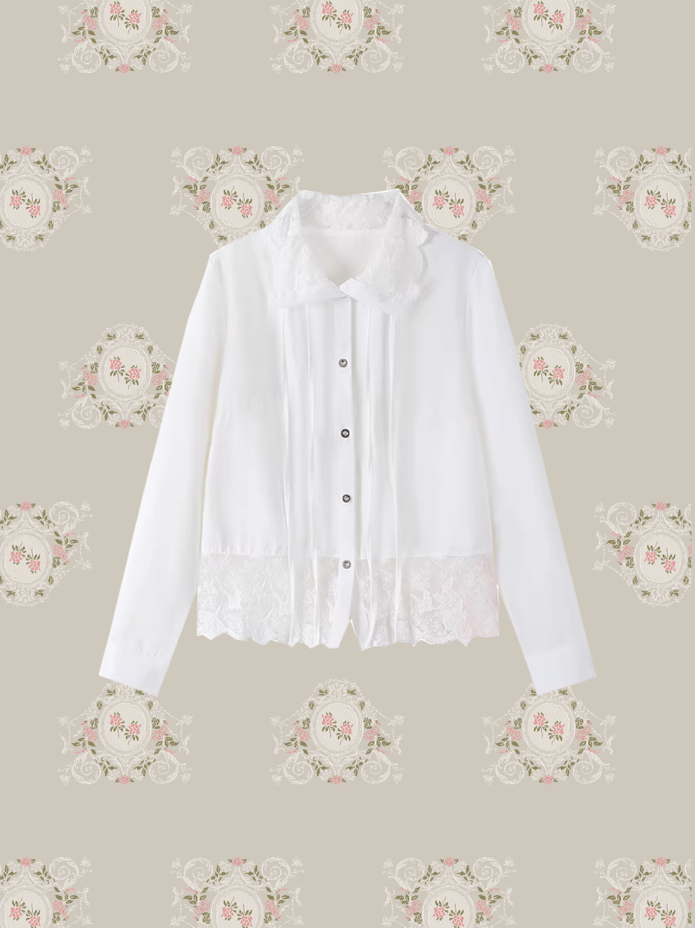 Lace Motif Sheer Shirt/レースシースルーシャツ