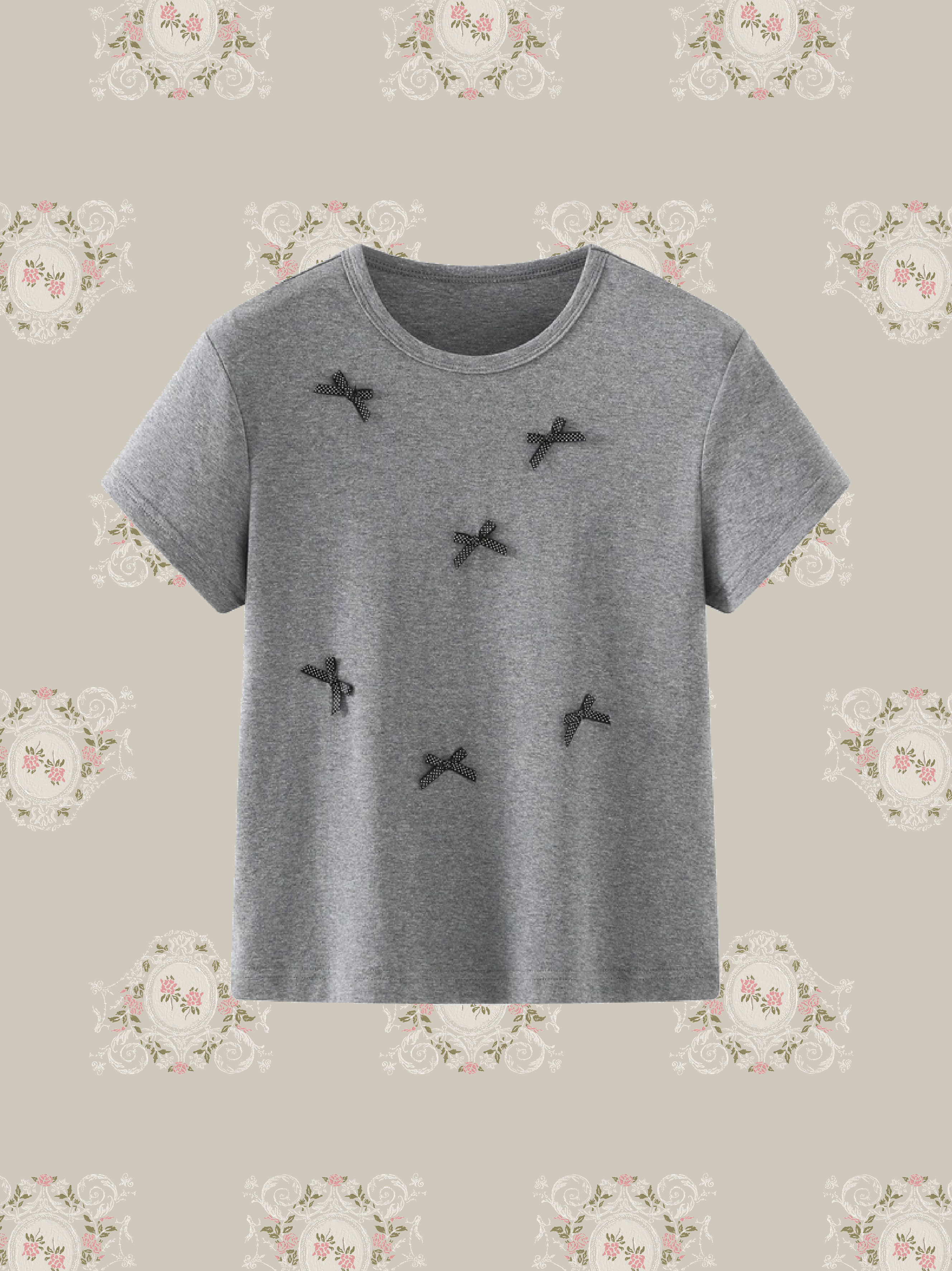 Basic Gray Ribbon T/ベーシックグレーリボンT