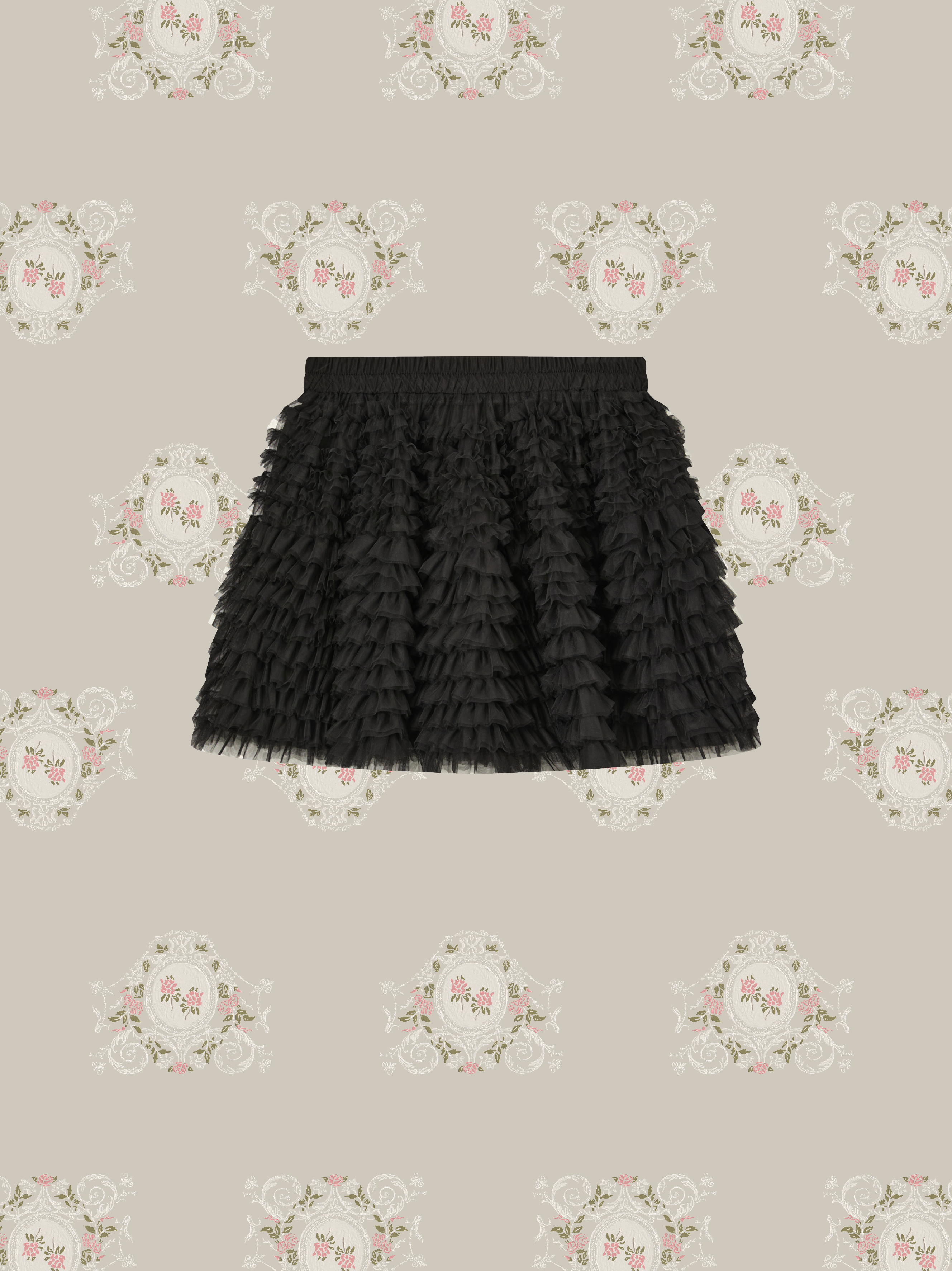 Layered Mesh Flare Mini Skirt/レイヤードメッシュフレアミニスカート
