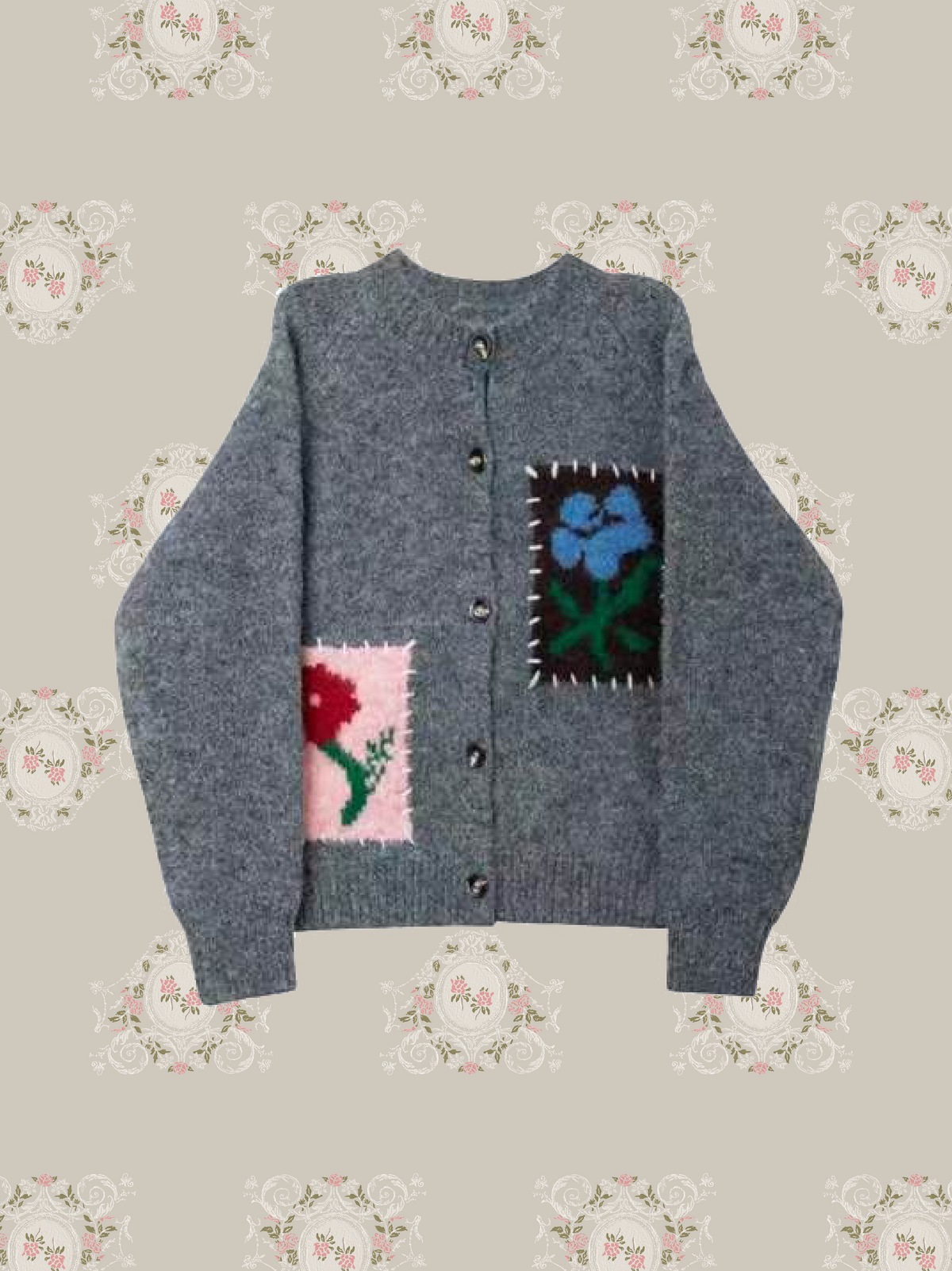 Garden Floral Jacquard Fuzzy Cardigan/ガーデンフローラルジャカードファジーカーディガン