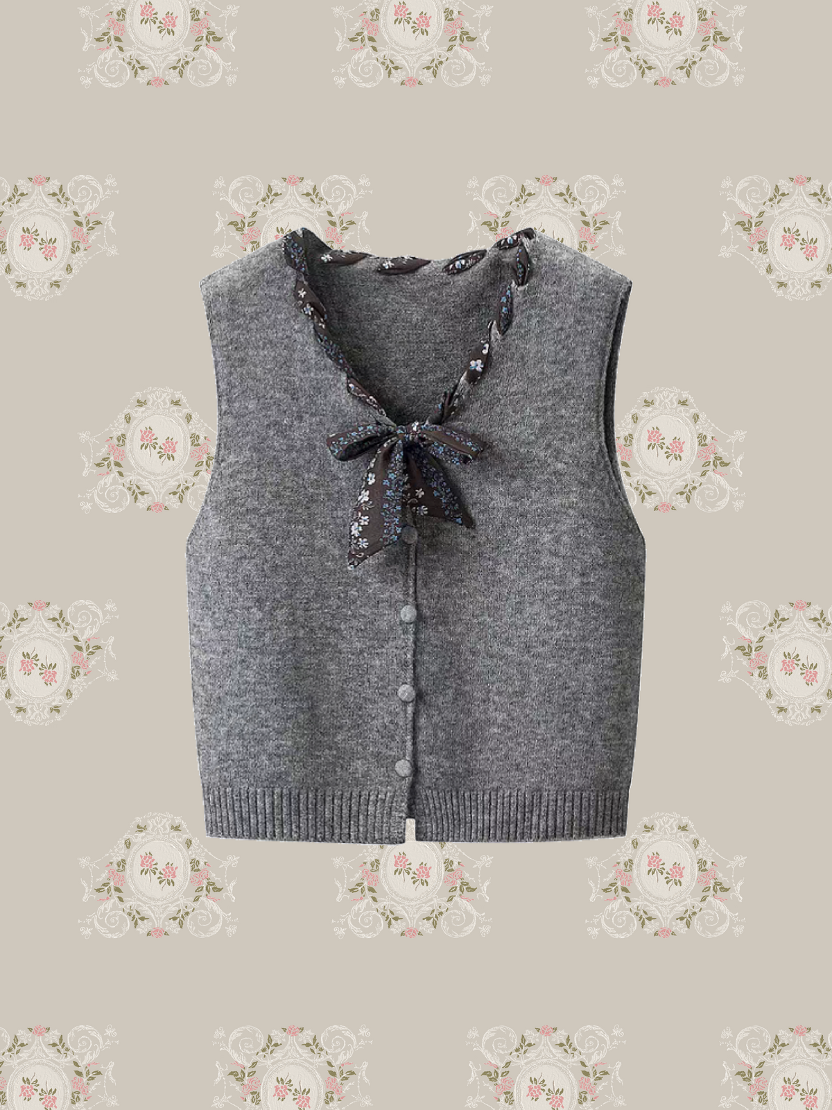 Scarf Ribbon Knit Vest/スカーフリボンニットベスト