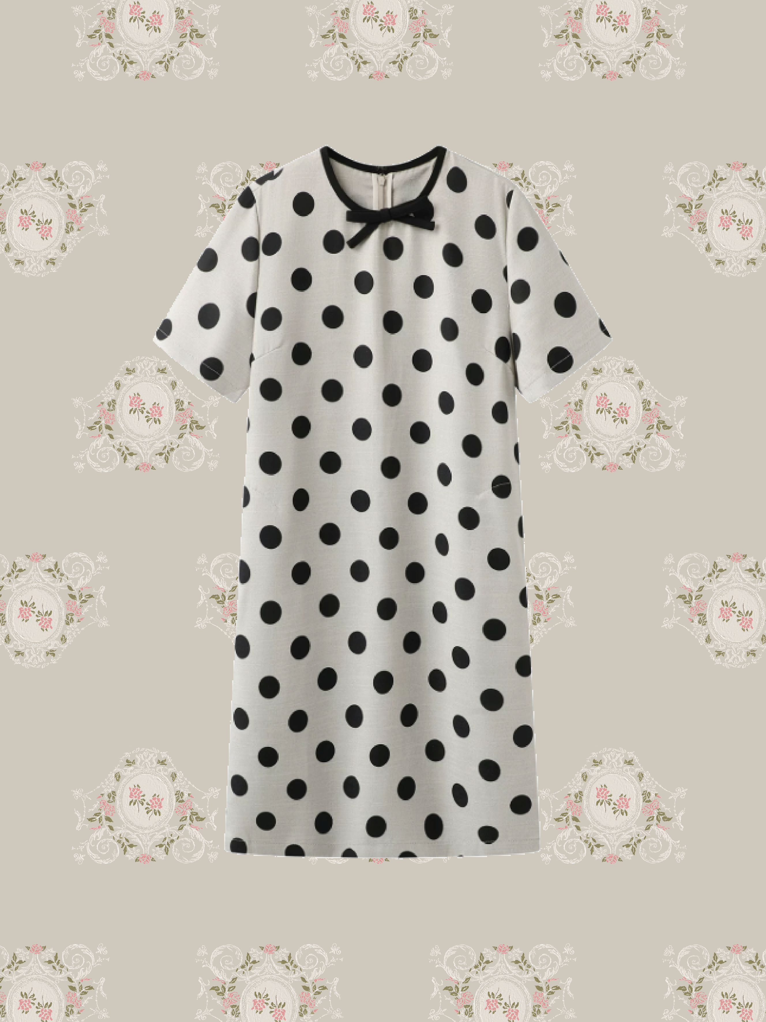 Round Collar Big Dots One Piece/ラウンドカラービッグドット柄ワンピース