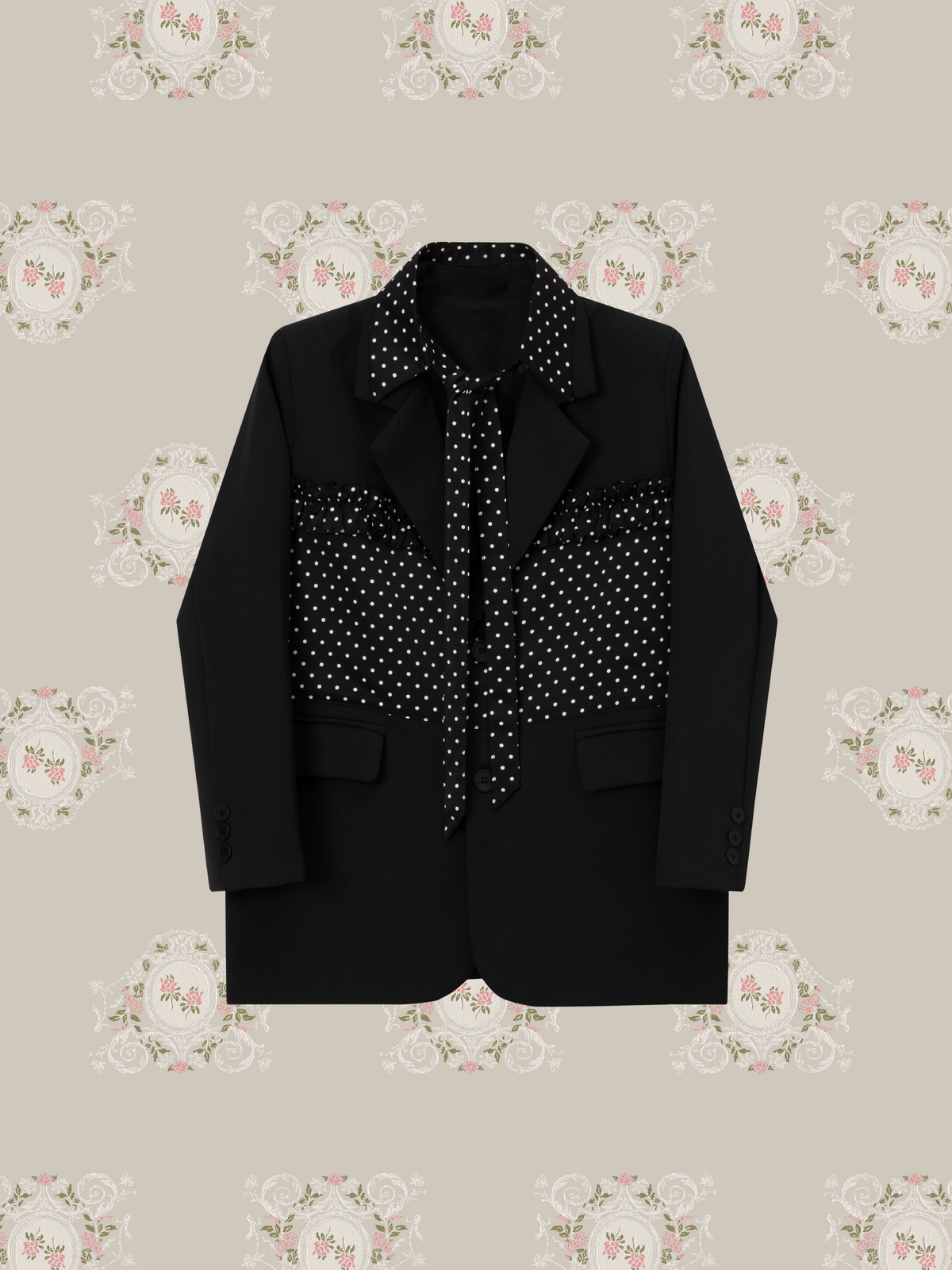Elegant Contrast Dot Panel Jacket/エレガントコントラストドットパネルジャケット