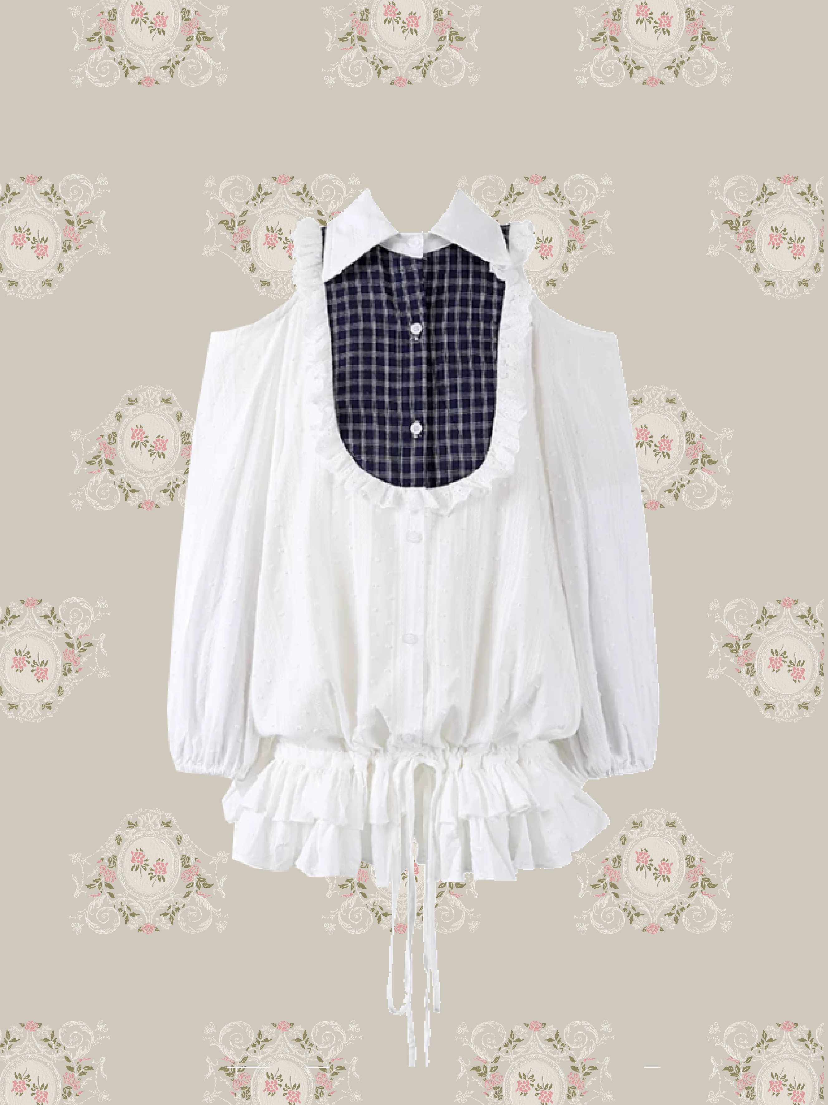 Lace Trim Off Shoulder Tiered Dress/レーストリムオフショルダーティアードドレス