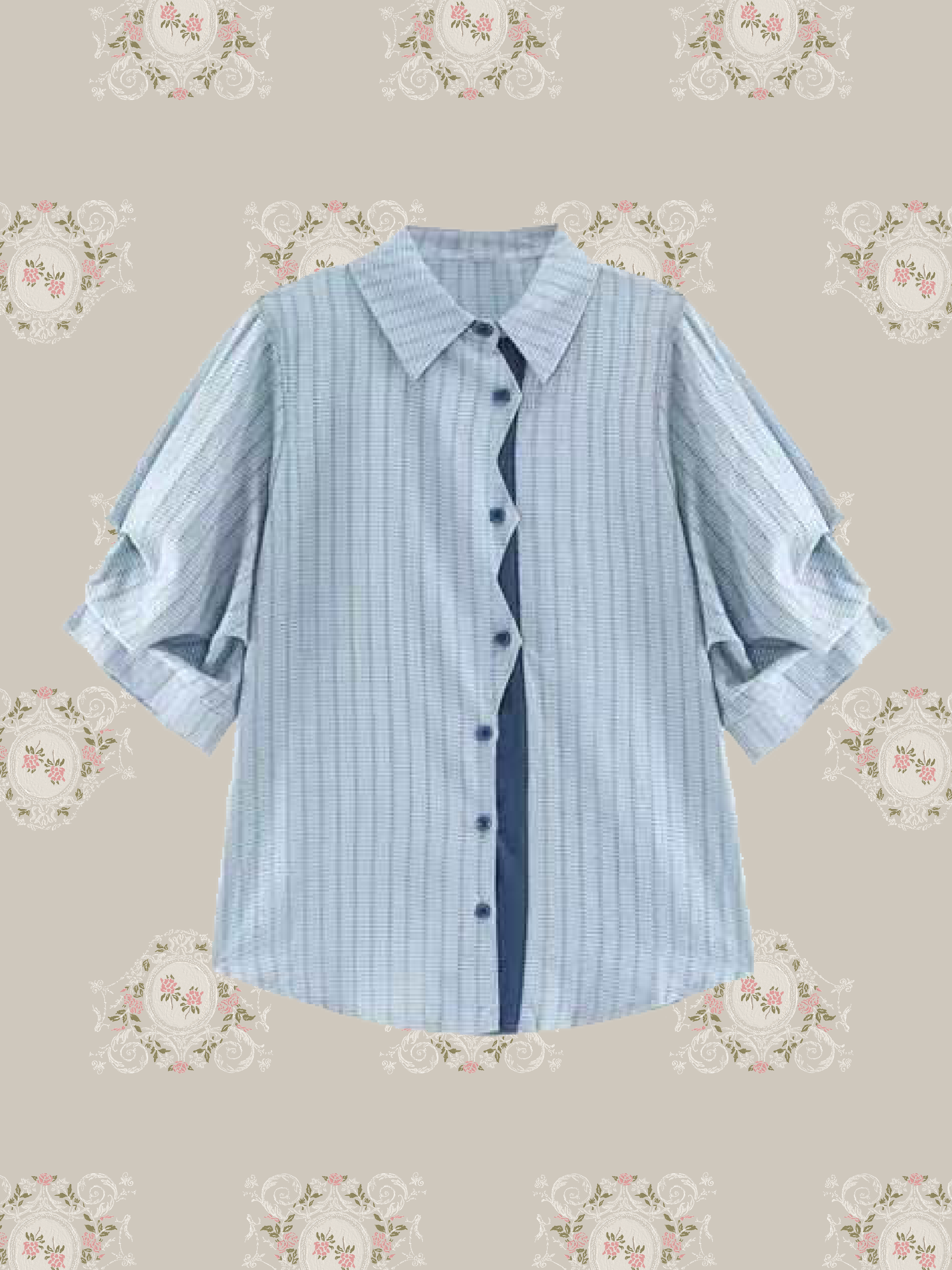 Wave Design Stripe Shirt/ウェーブデザインストライプシャツ