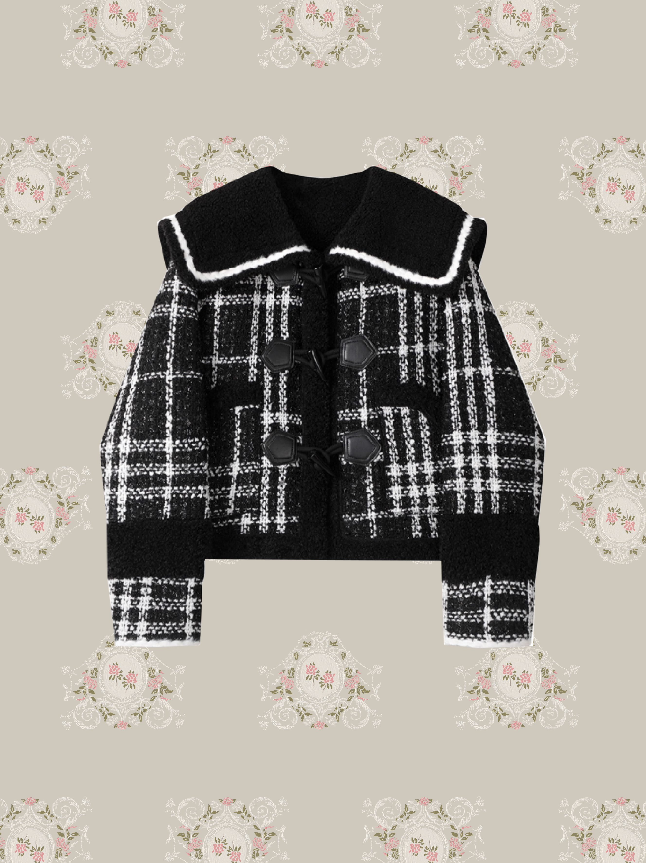 Cozy Tweed Faux Fur Coat/ツイードフェイクファーコート