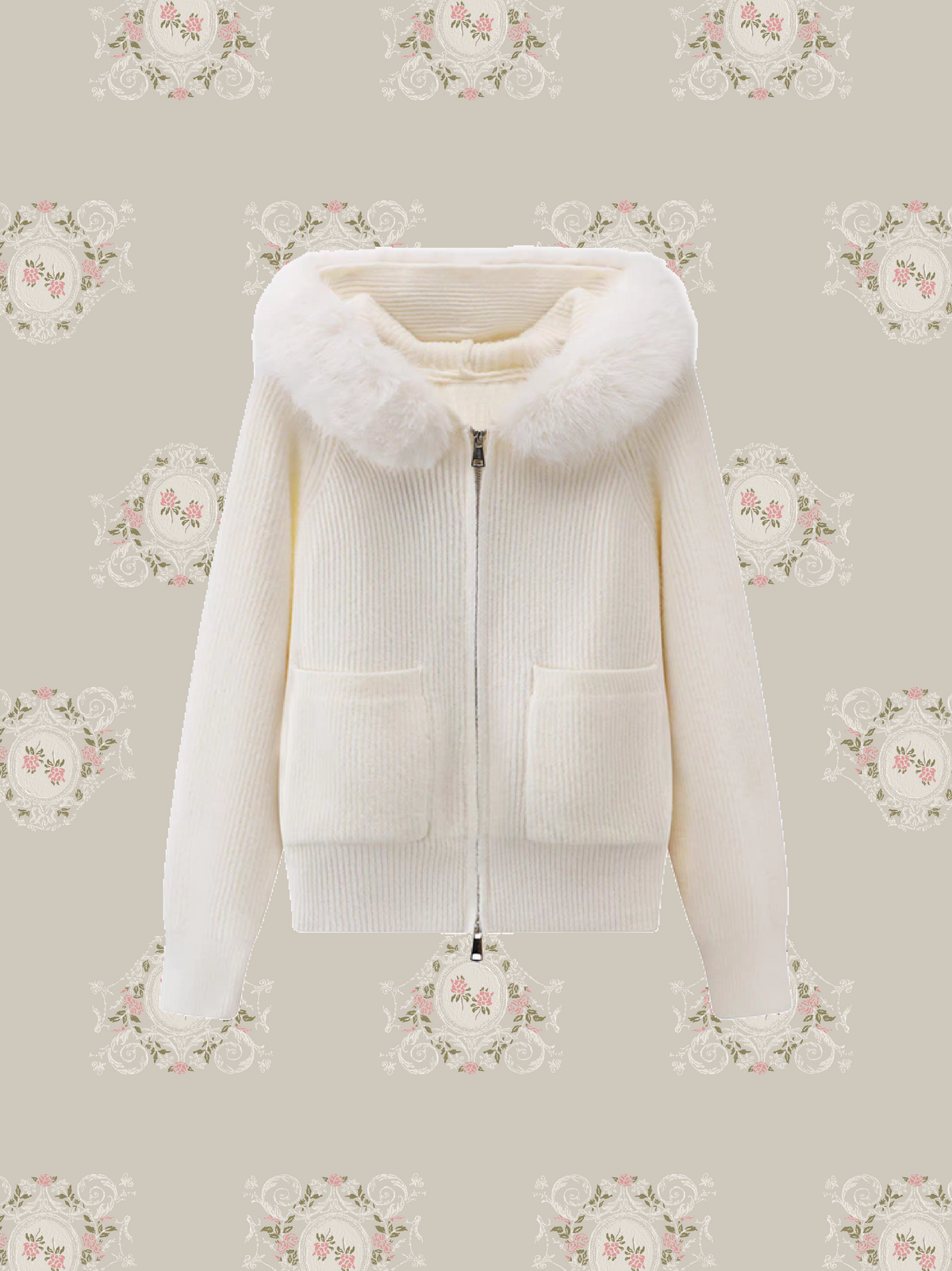 Double Zip Fur Hood Cardiagan/ダブルジップファーフードカーディガン