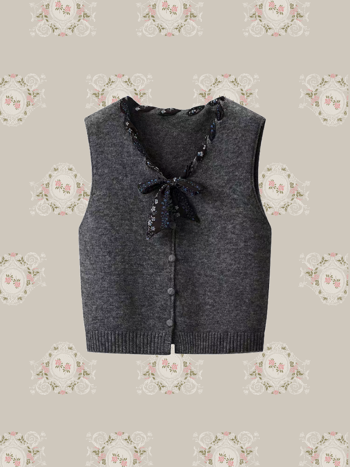 Scarf Ribbon Knit Vest/スカーフリボンニットベスト