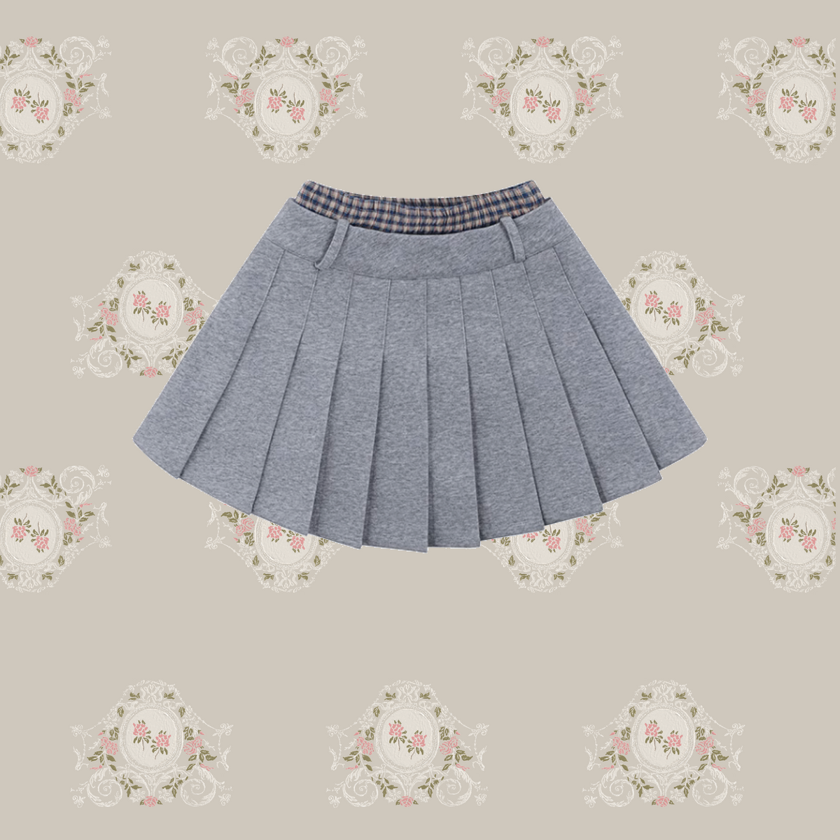 Prepy Waist Point Pleats Skirt/プレッピーチェックプリーツ