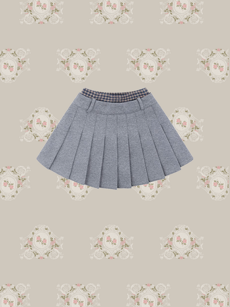 Prepy Waist Point Pleats Skirt/プレッピーチェックプリーツ