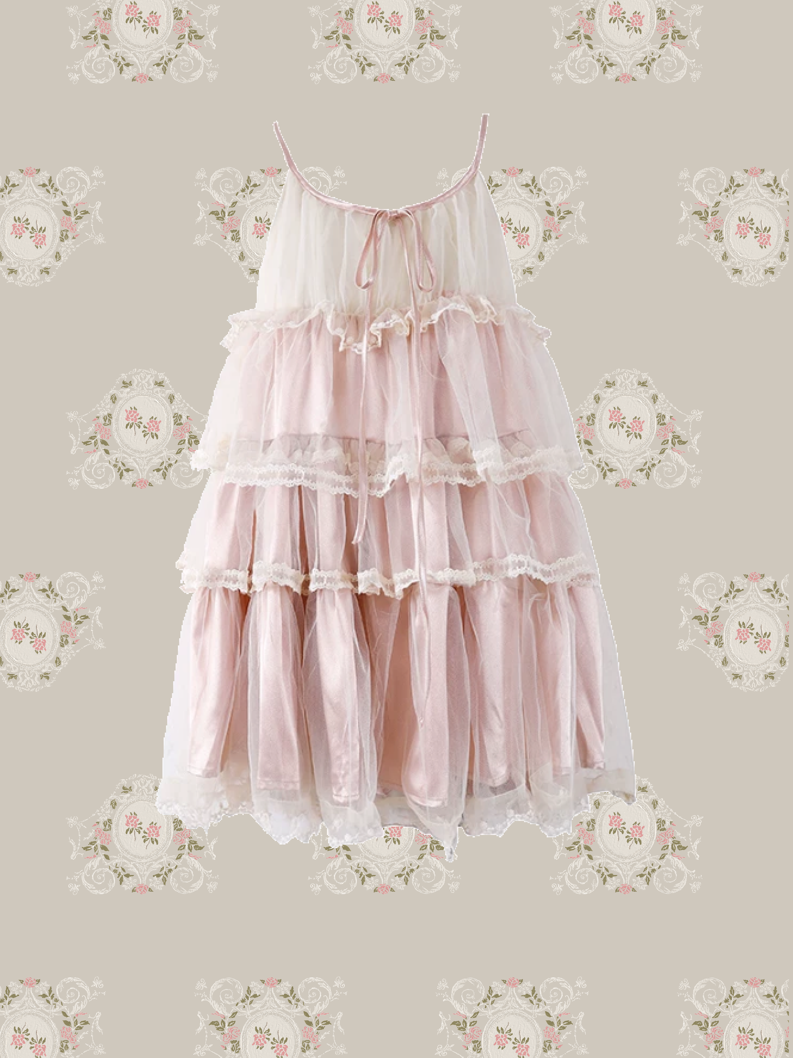 Elegant Tiered Lace Slip Dress/エレガントティアードレーススリップドレス