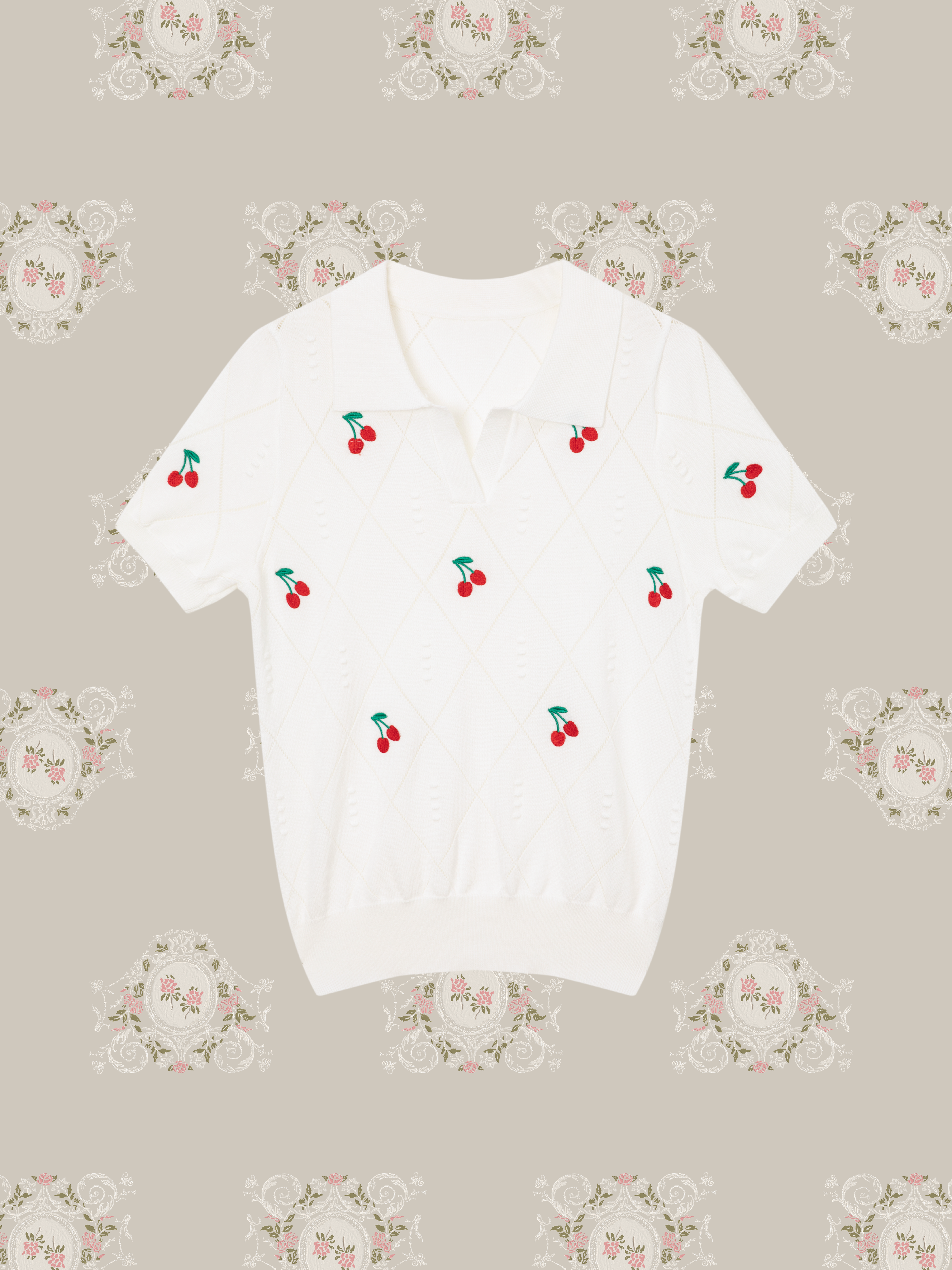 Cherry Embroidery Summer Knit/チェリー刺繍サマーニット