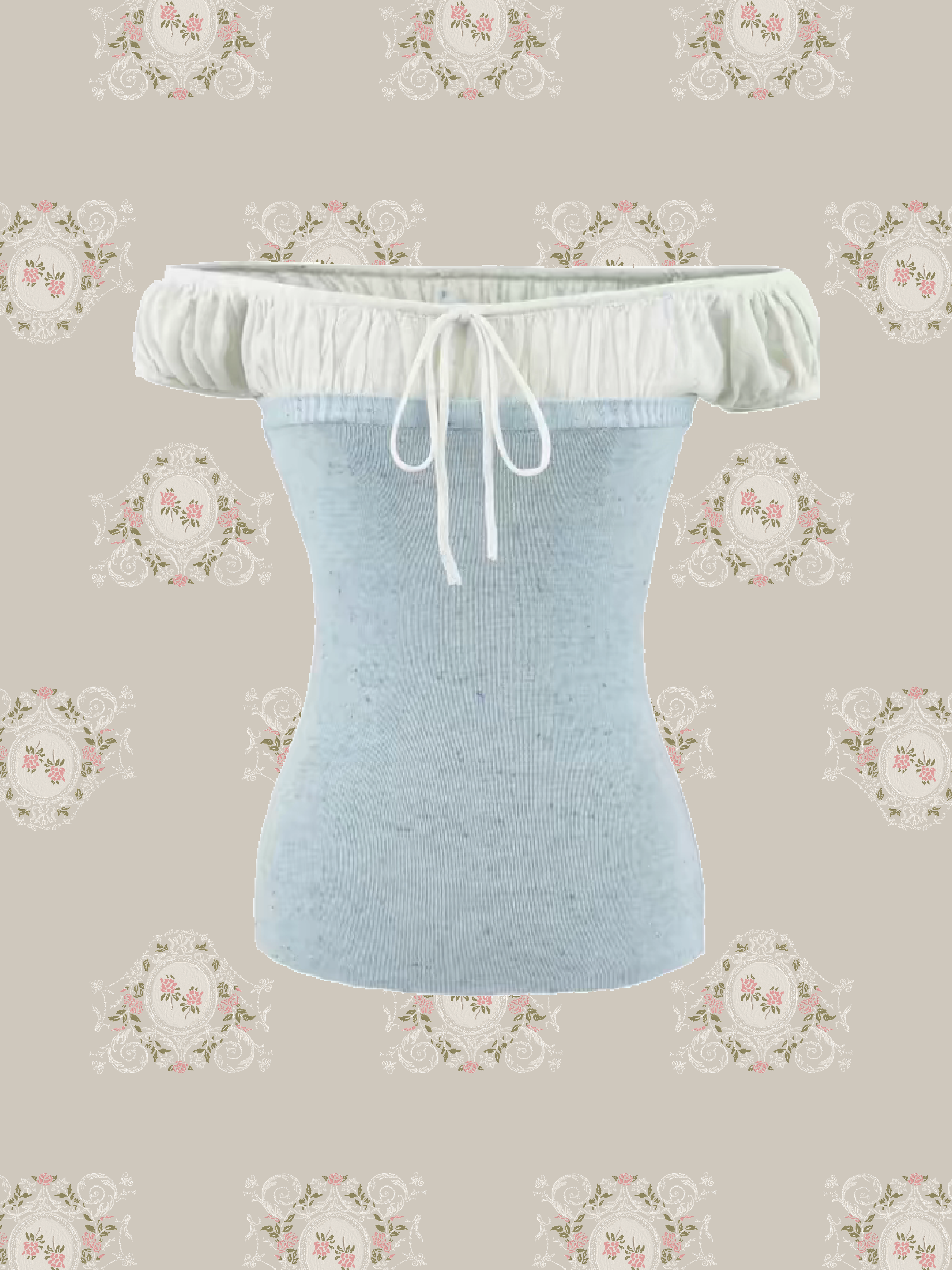 Contrast Off-Shoulder Tie Top/コントラストオフショルダータイトップ