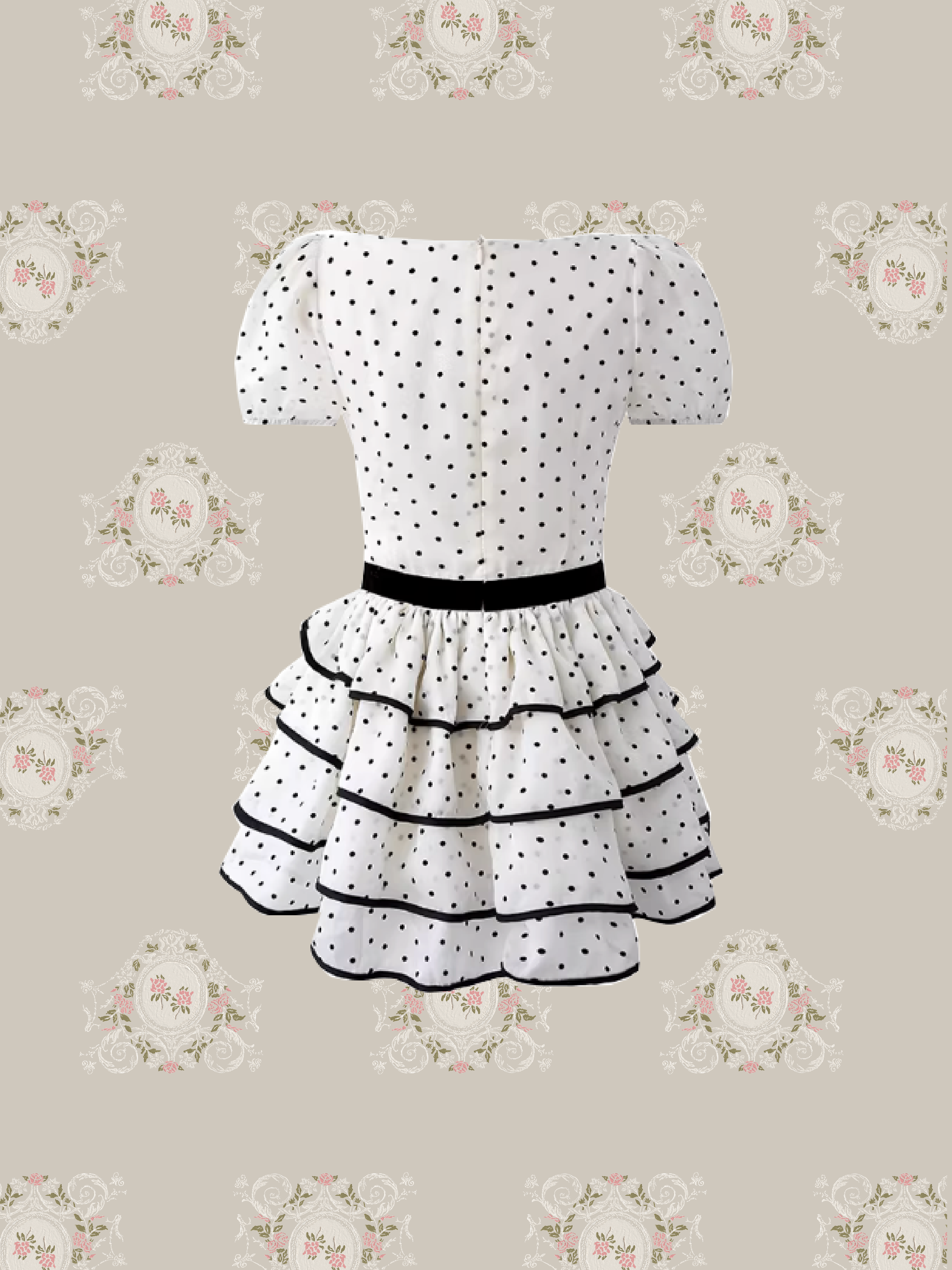 Square Collar Flare Dots Dress/スクエアカラーフレアドットドレス