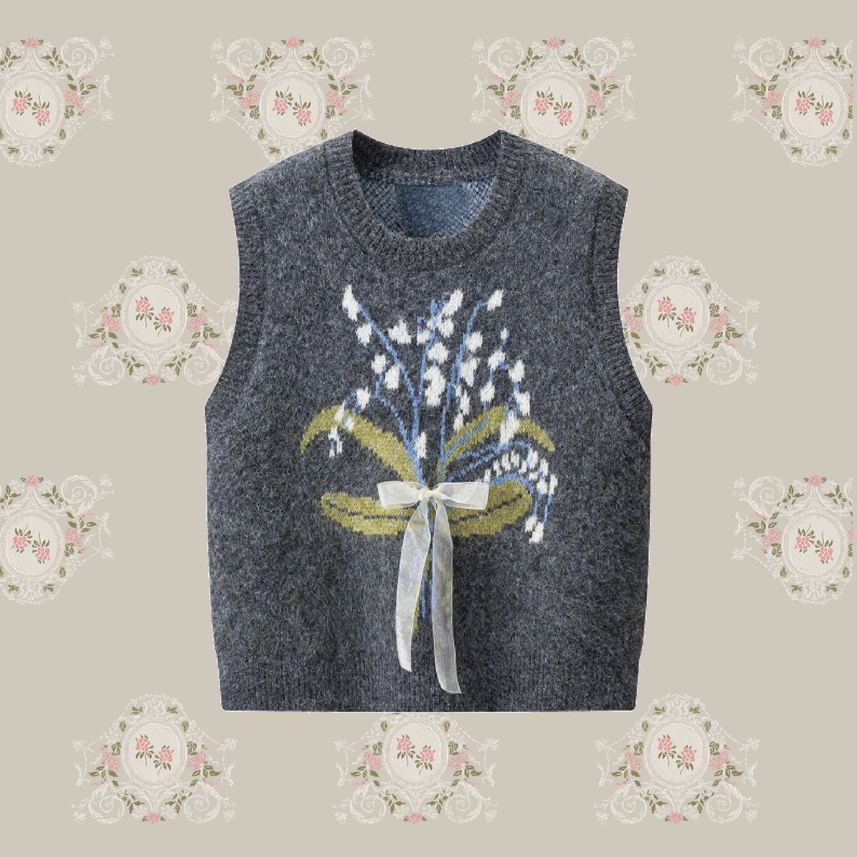 Embroidery Floral Knit Vest/花柄刺繍ニットベスト