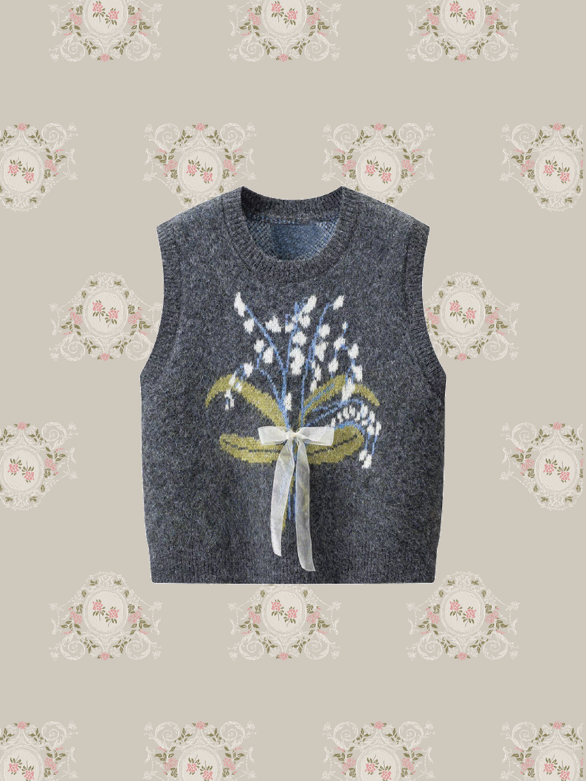 Embroidery Floral Knit Vest/花柄刺繍ニットベスト