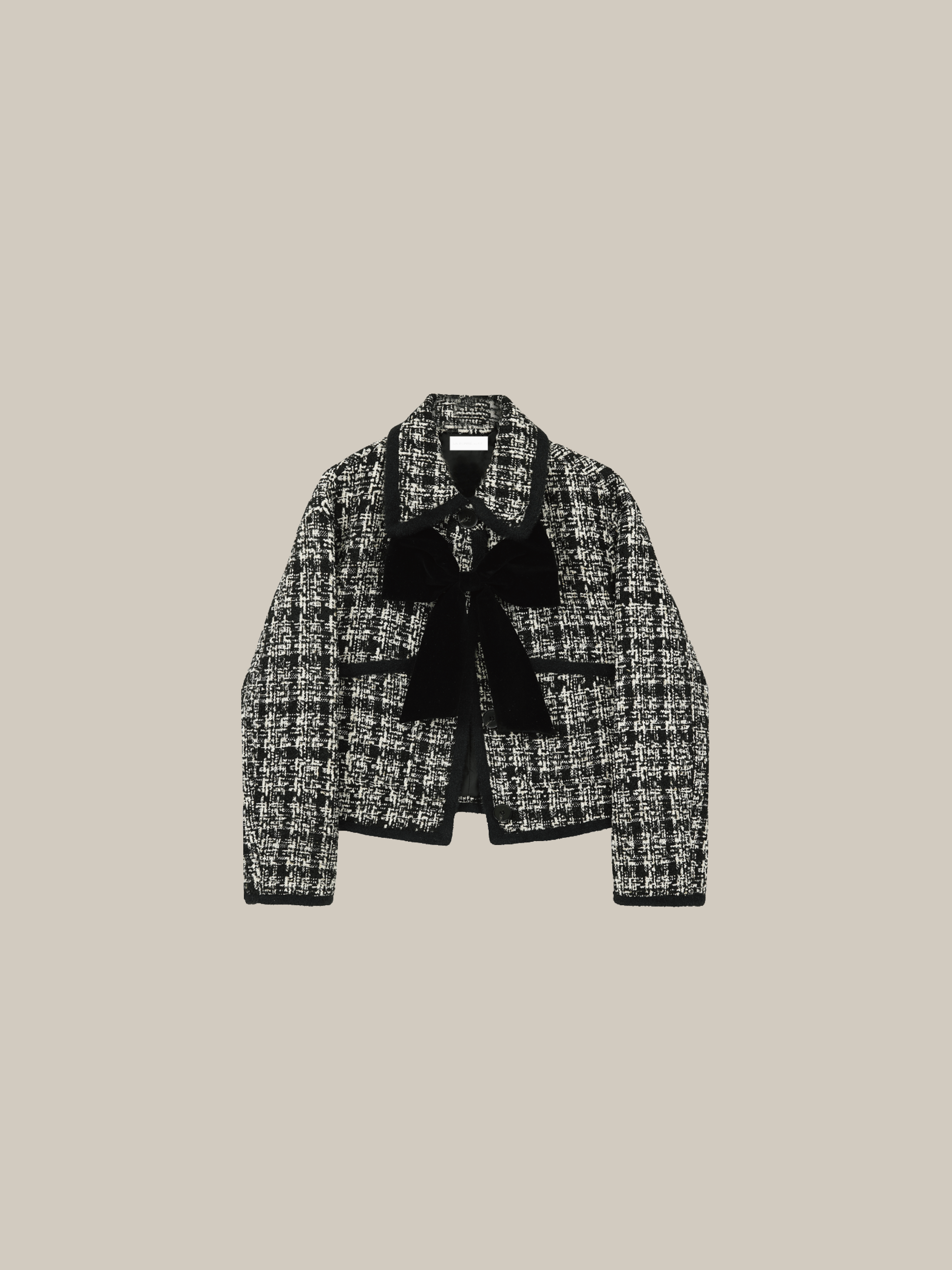 Ribbon Piping Tweed Jacket