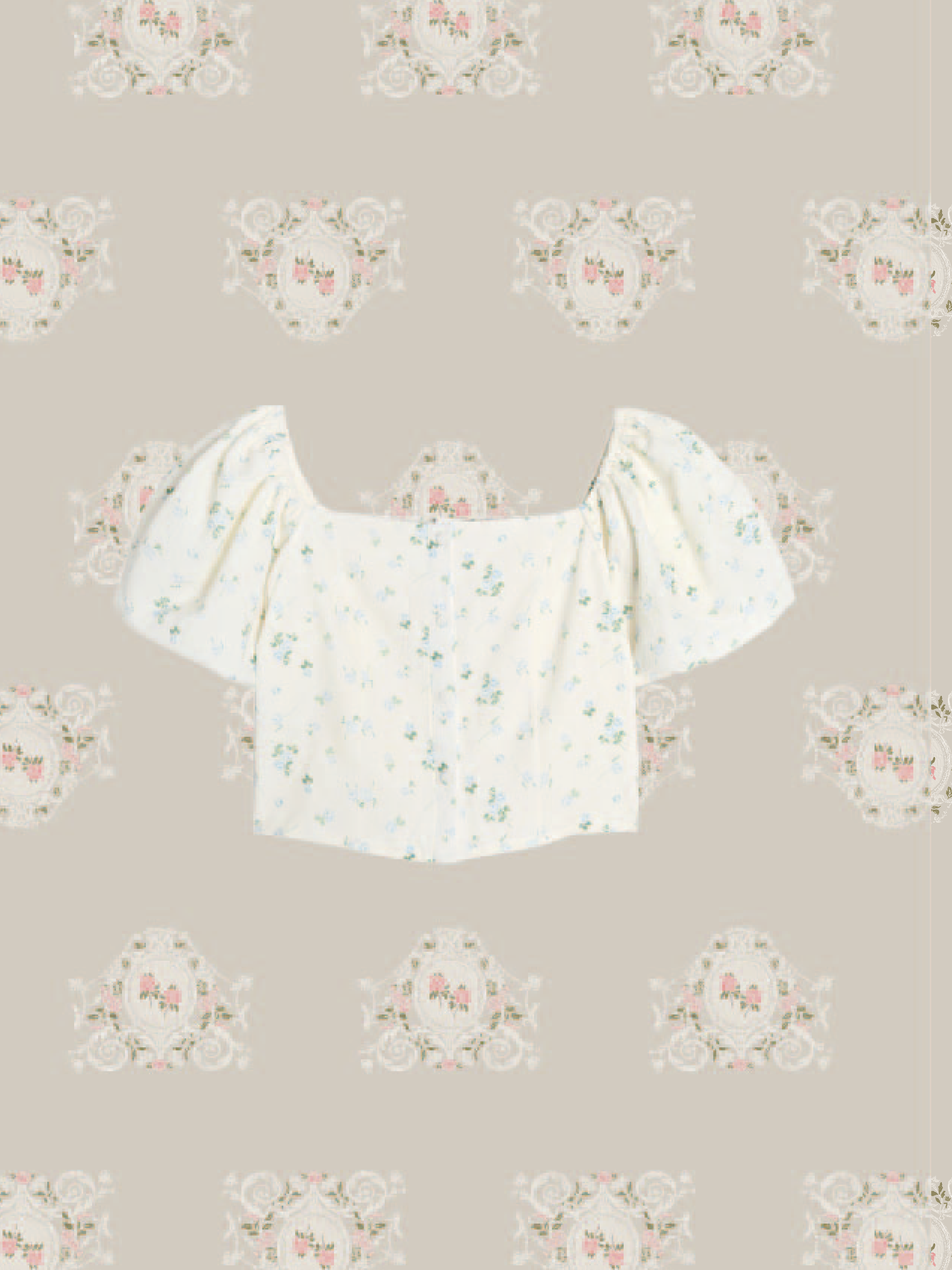 Bubble Sleeve Floral T-Shirt