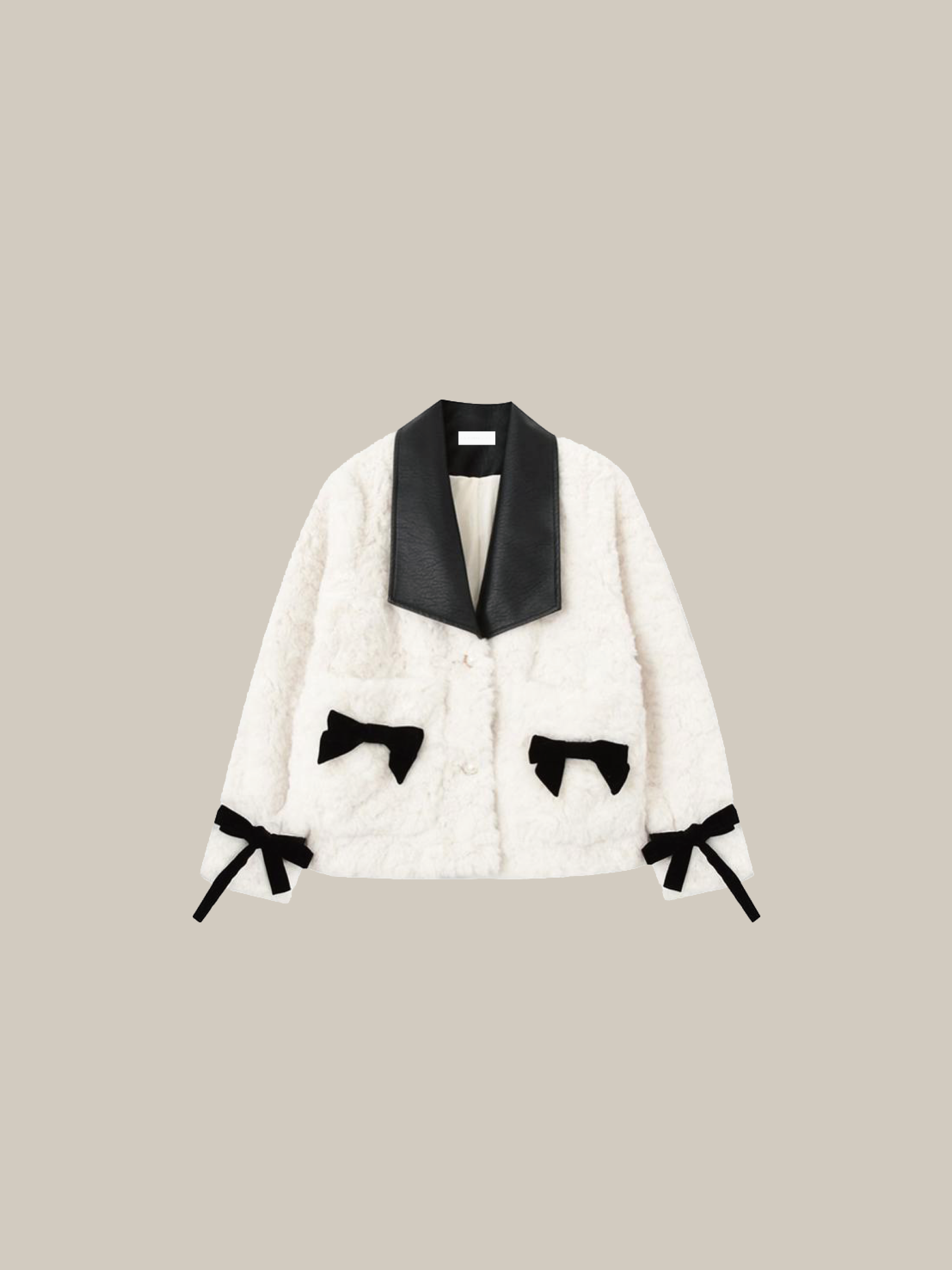 Ribbon Wool Fur Short Coat
