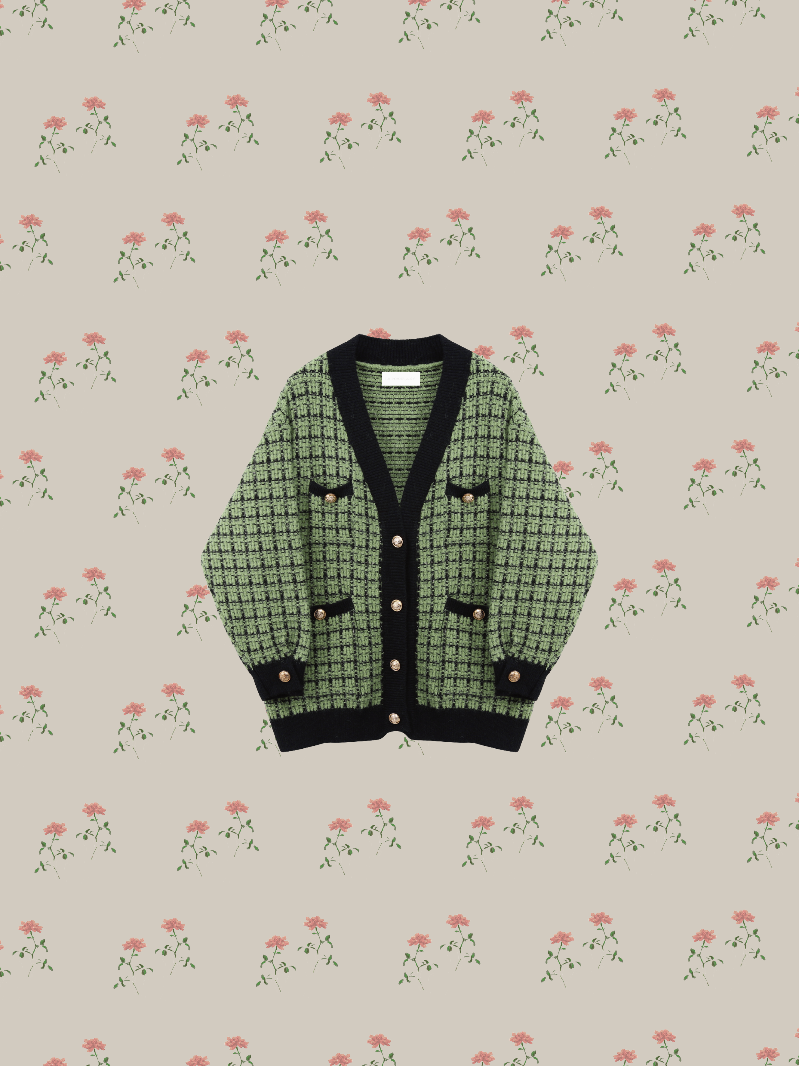 Relax Gingham Knit Cardigan