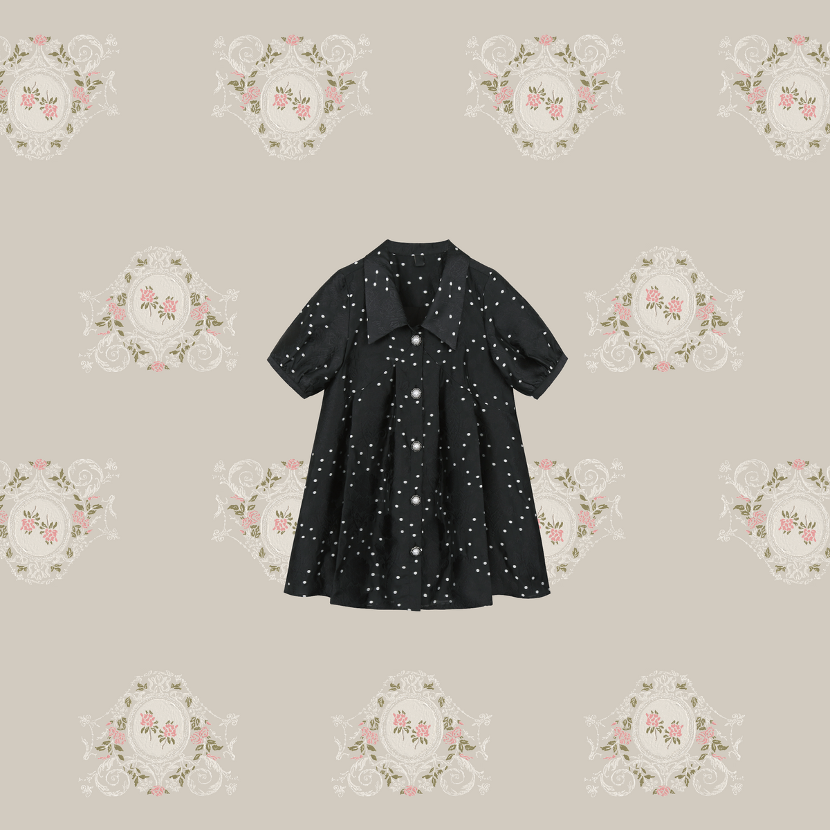 Flower Embroidery Dot One Piece Flower Embroidery Dot One Piece
