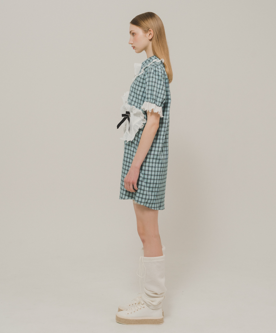 Asymmetric Pocket Check Dress