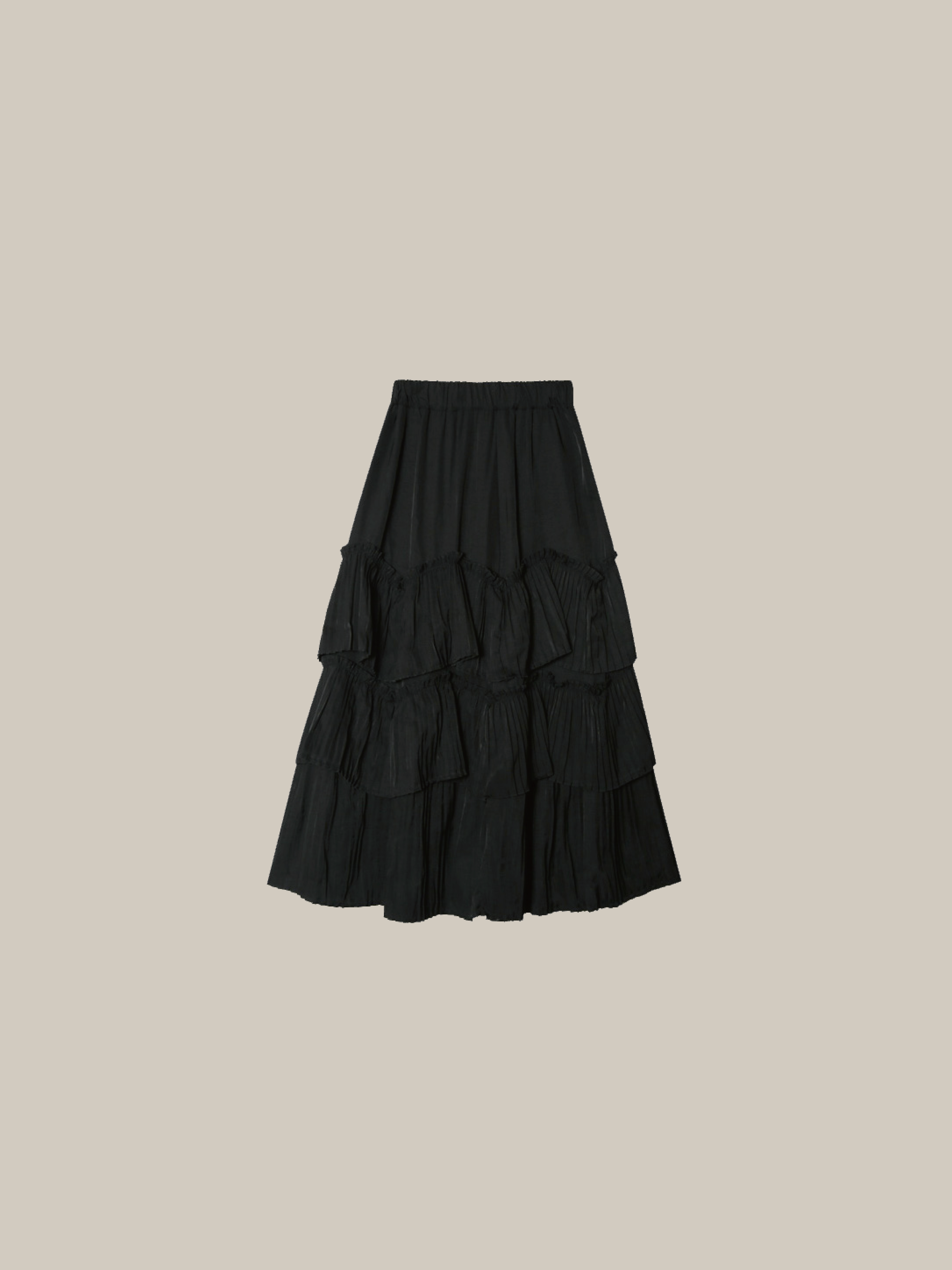 Pleats Tiered Flair Skirt