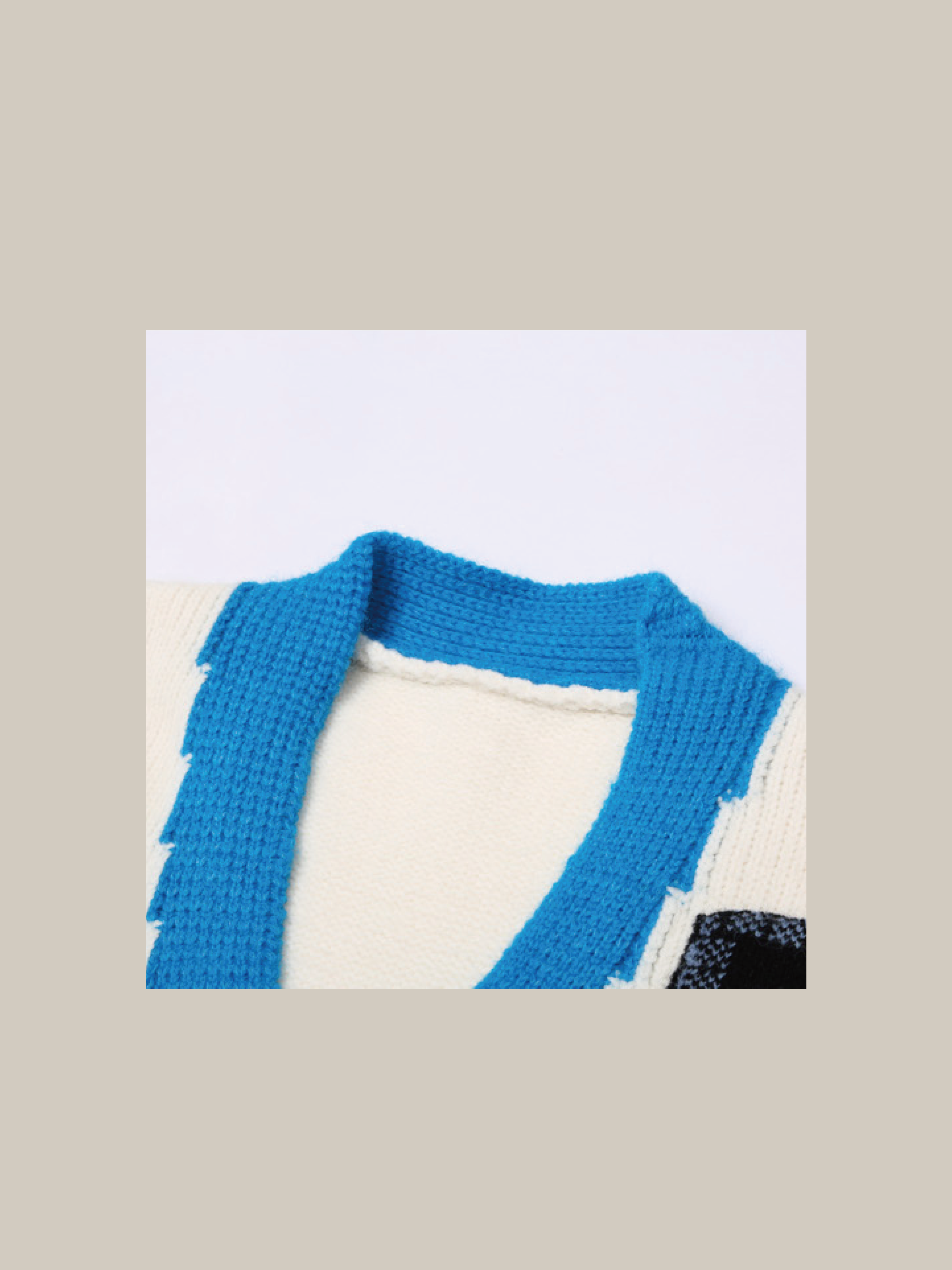 Patchwork Design Knit Cardigan