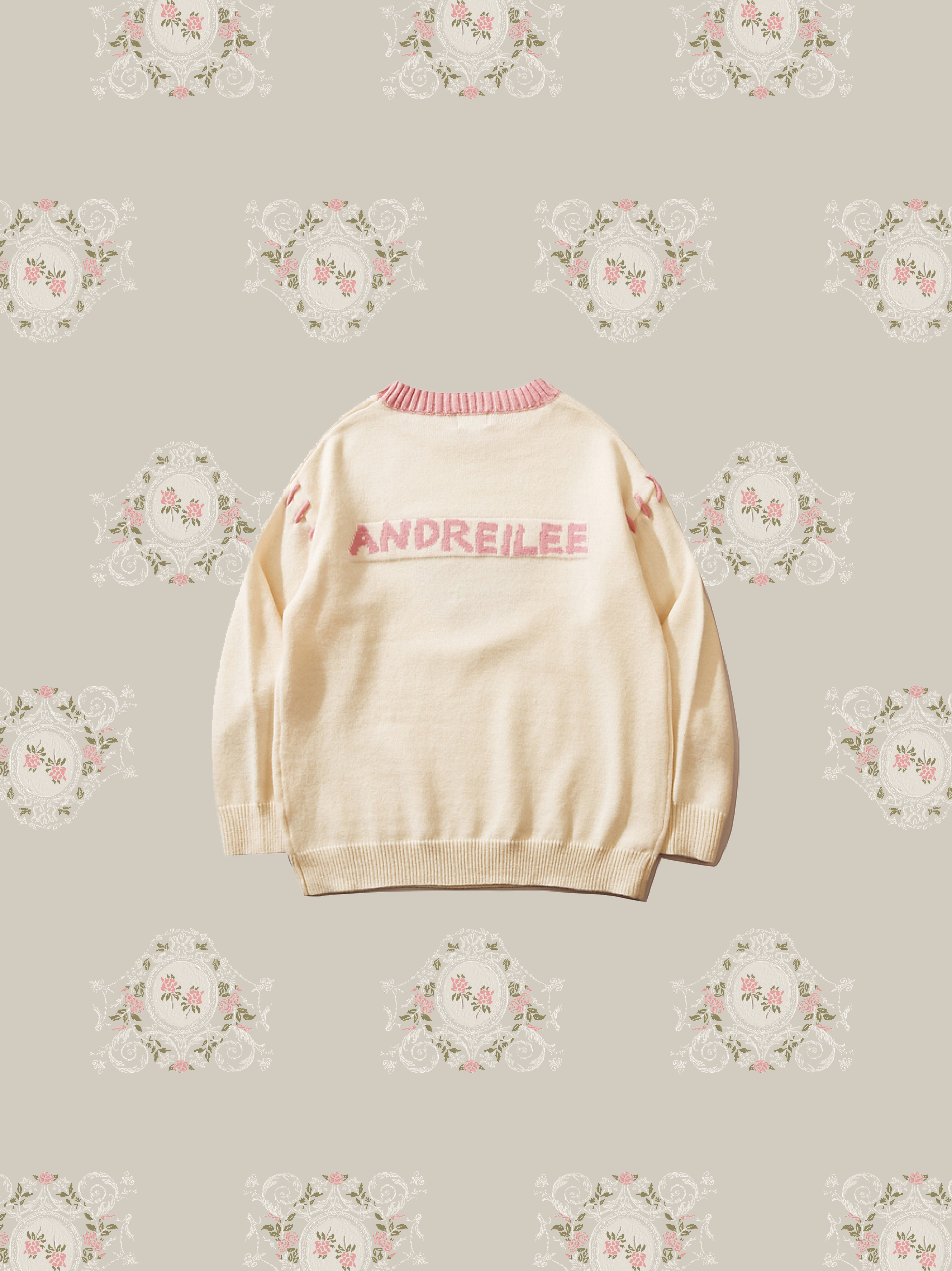 Cute Peach Embroidered Knit
