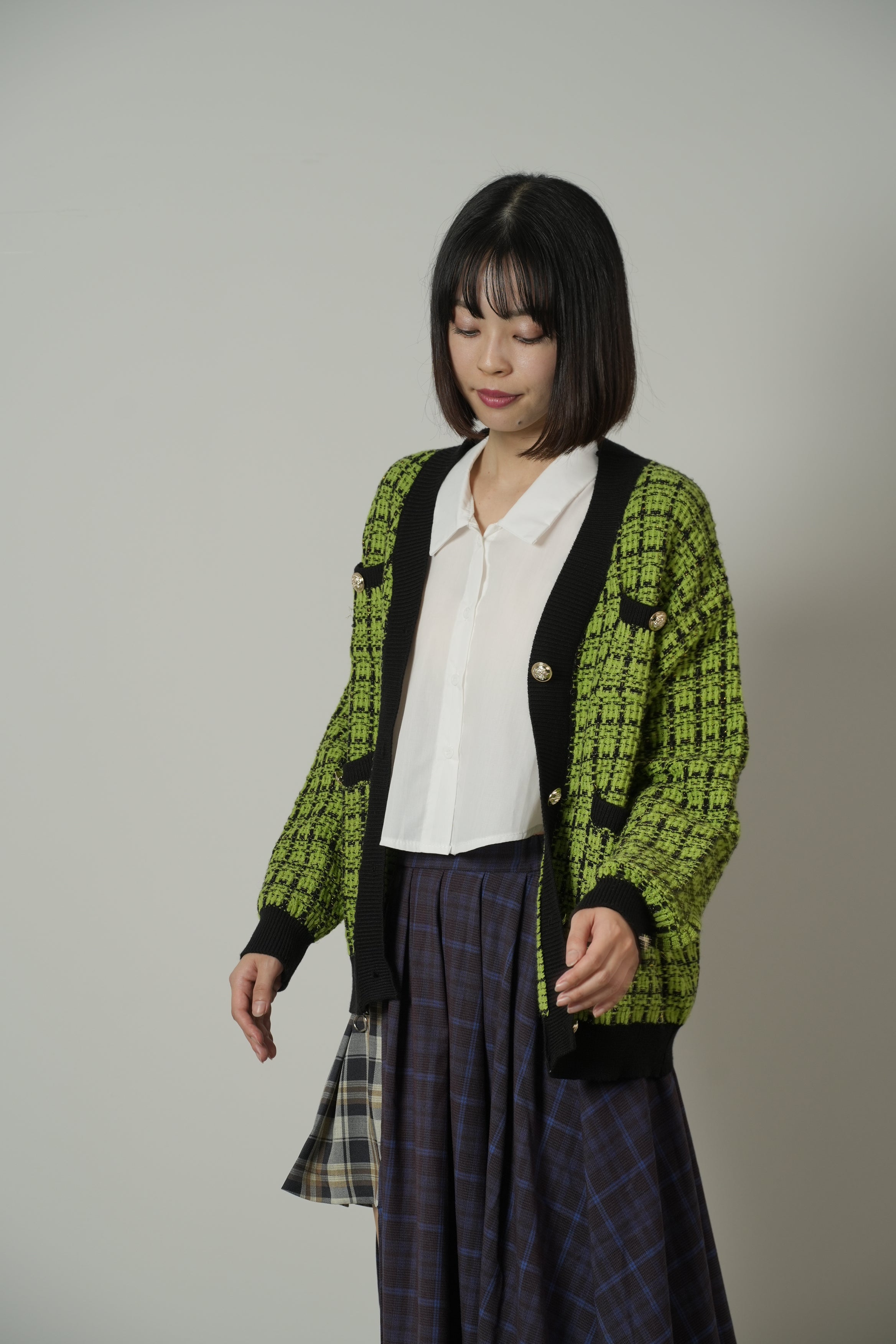 Relax Gingham Knit Cardigan