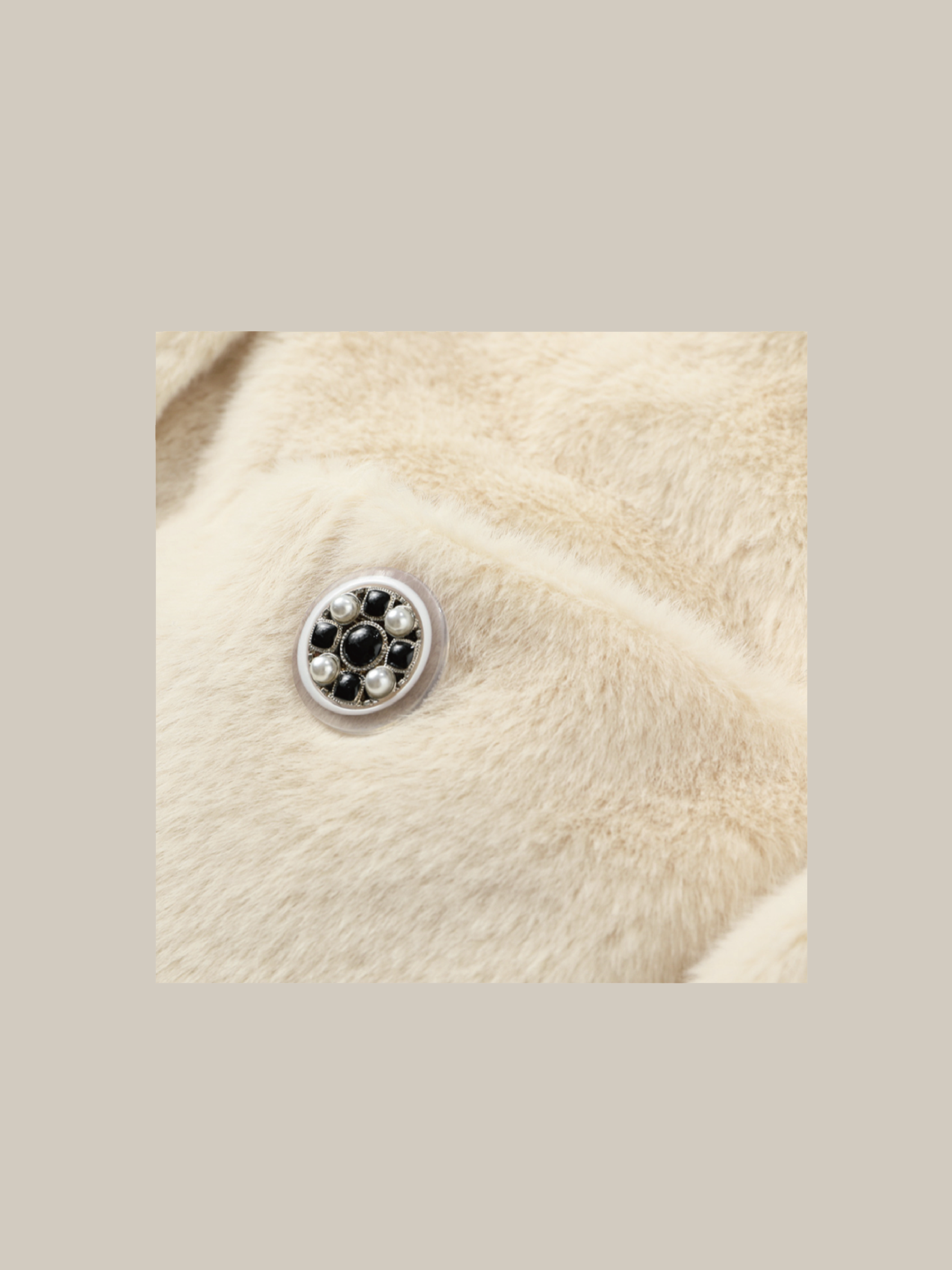 Elegant Style Fur Jewelry Button Jacket