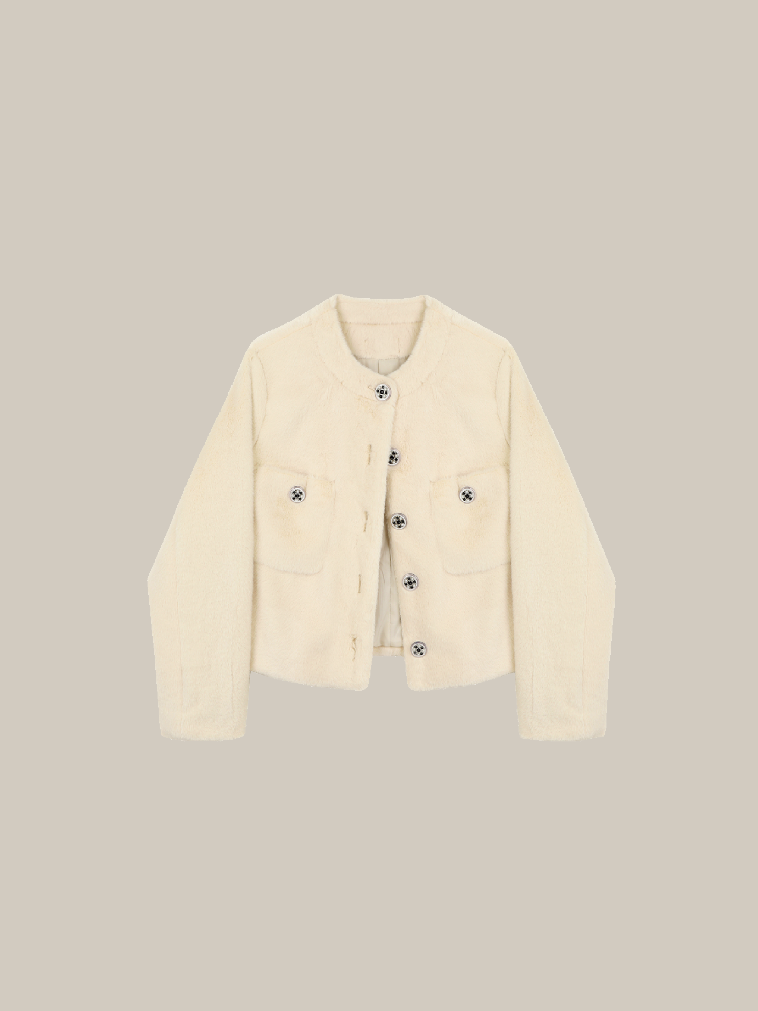 Elegant Style Fur Bijoue Button Jacket