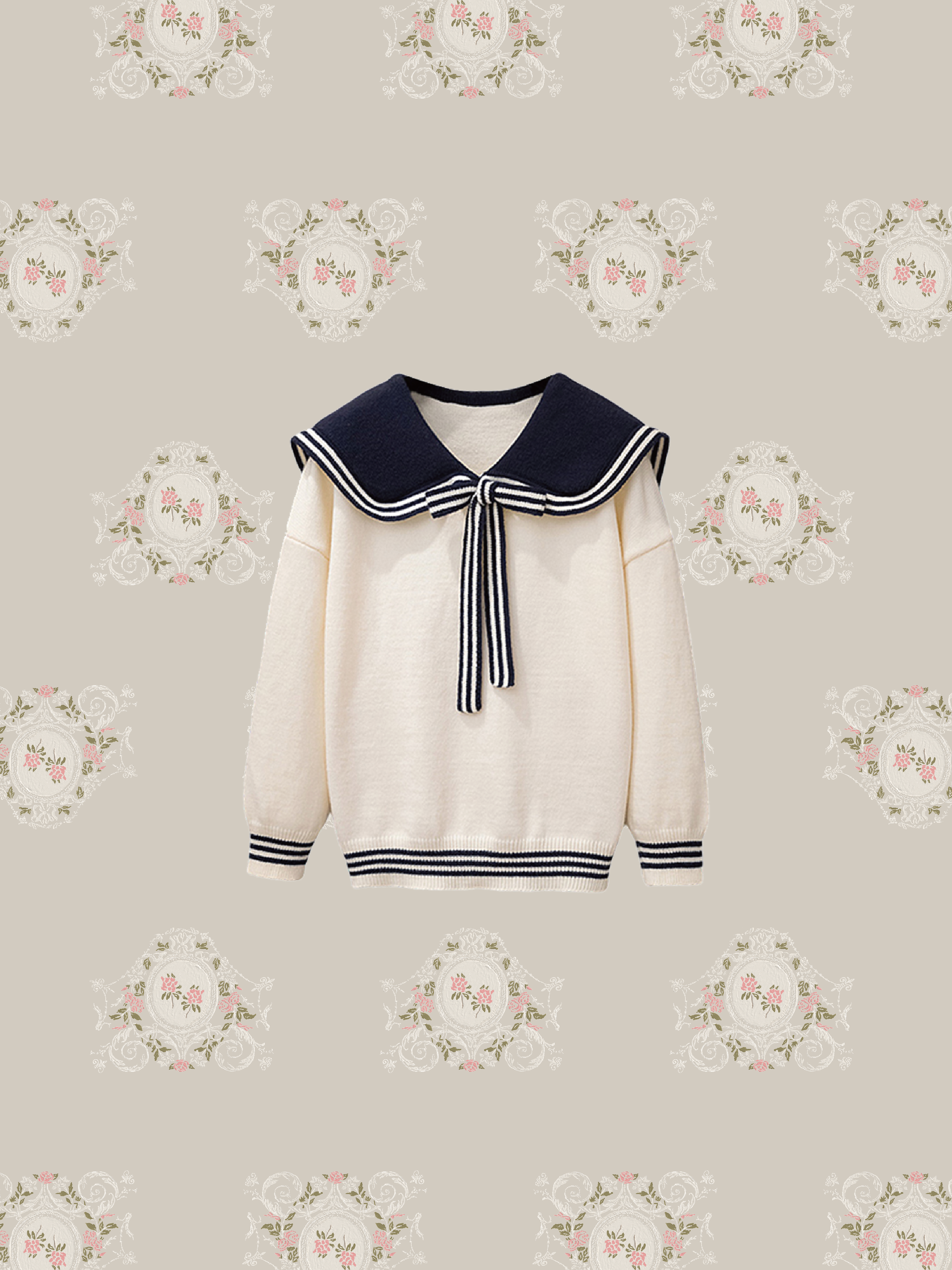 Bi-Color Sailor Collar Knitwear