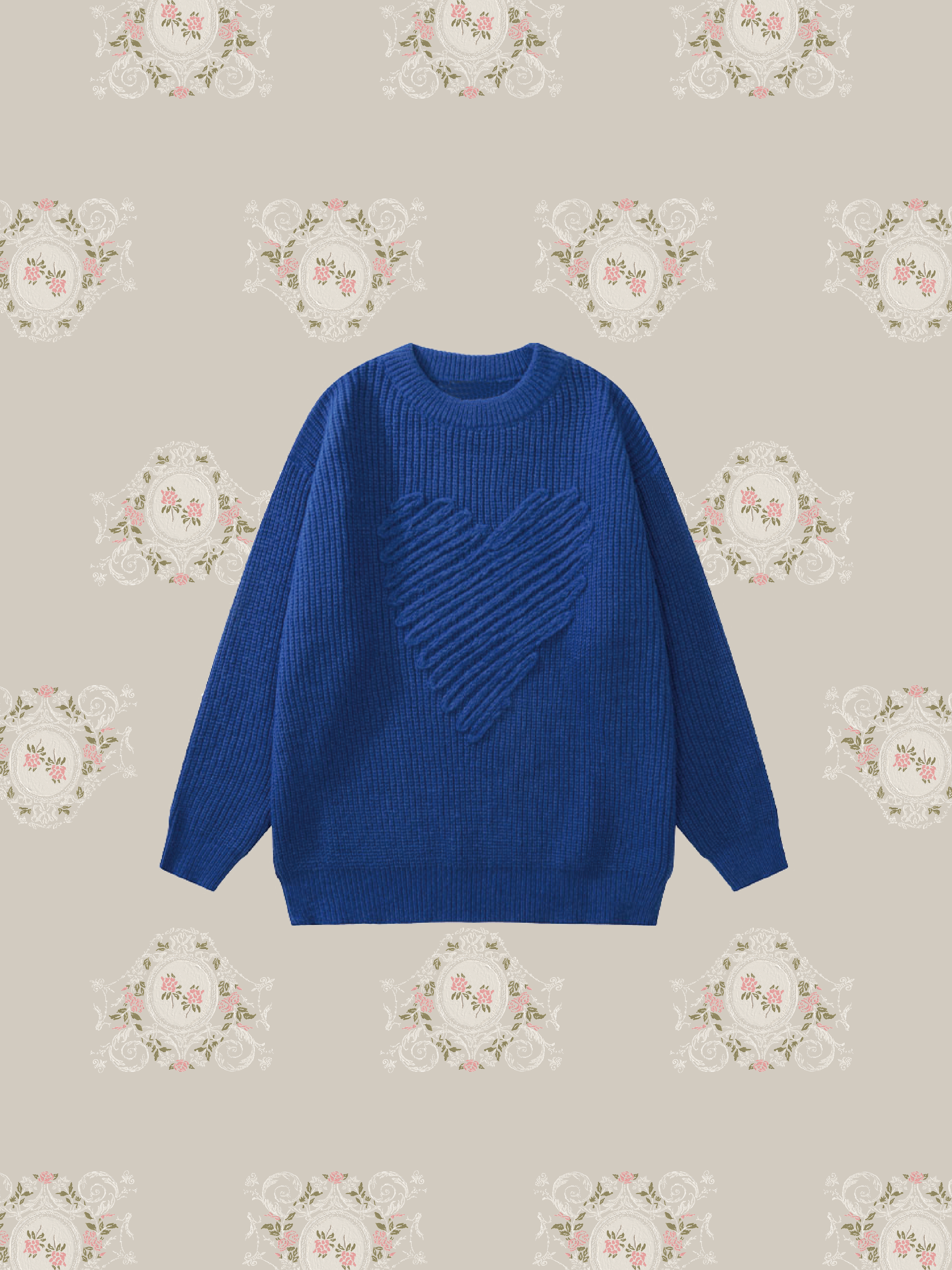 Relaxed Heart Jacquard Sweater