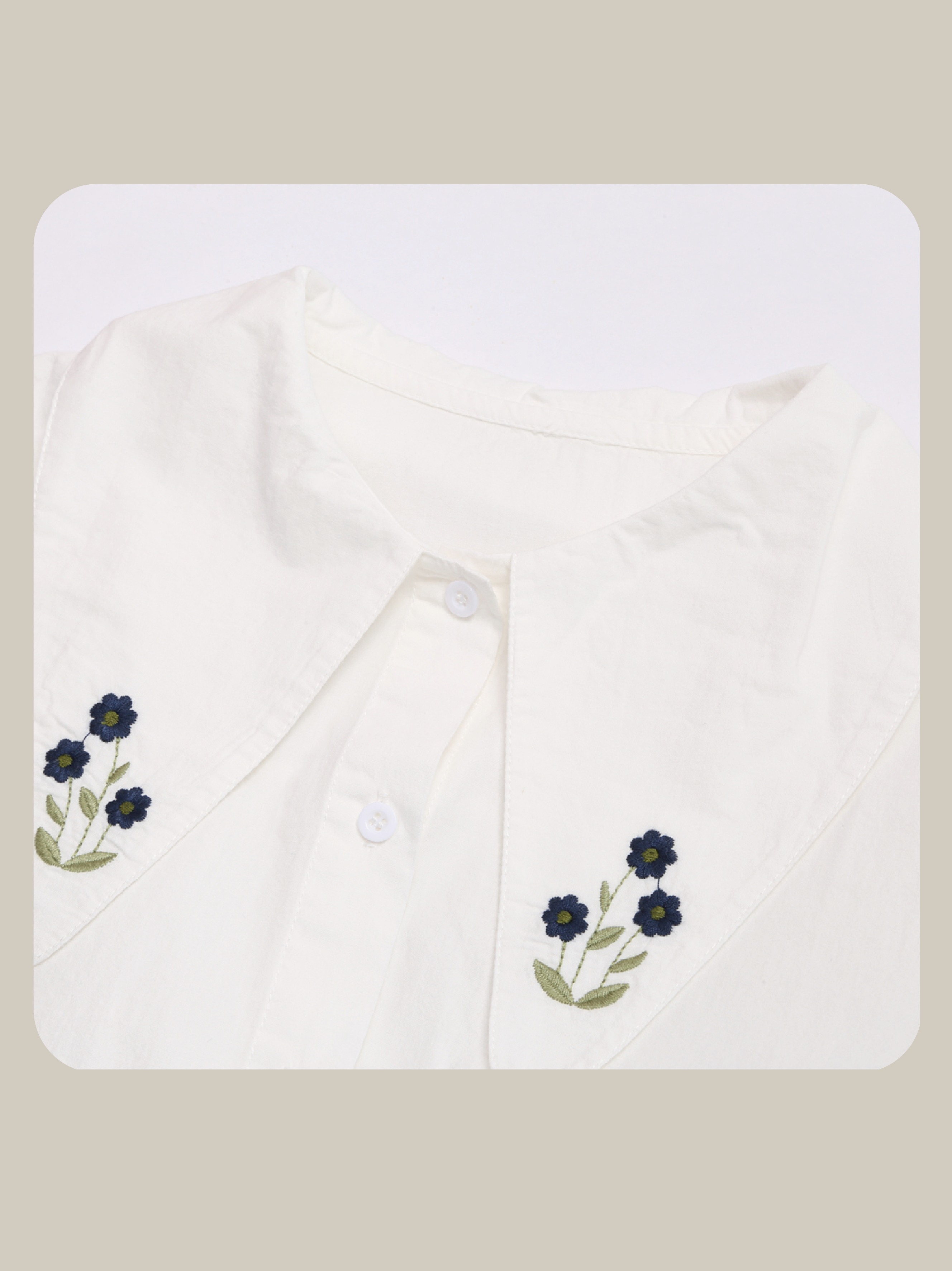 Cheerful Embroidery Collar Shirt