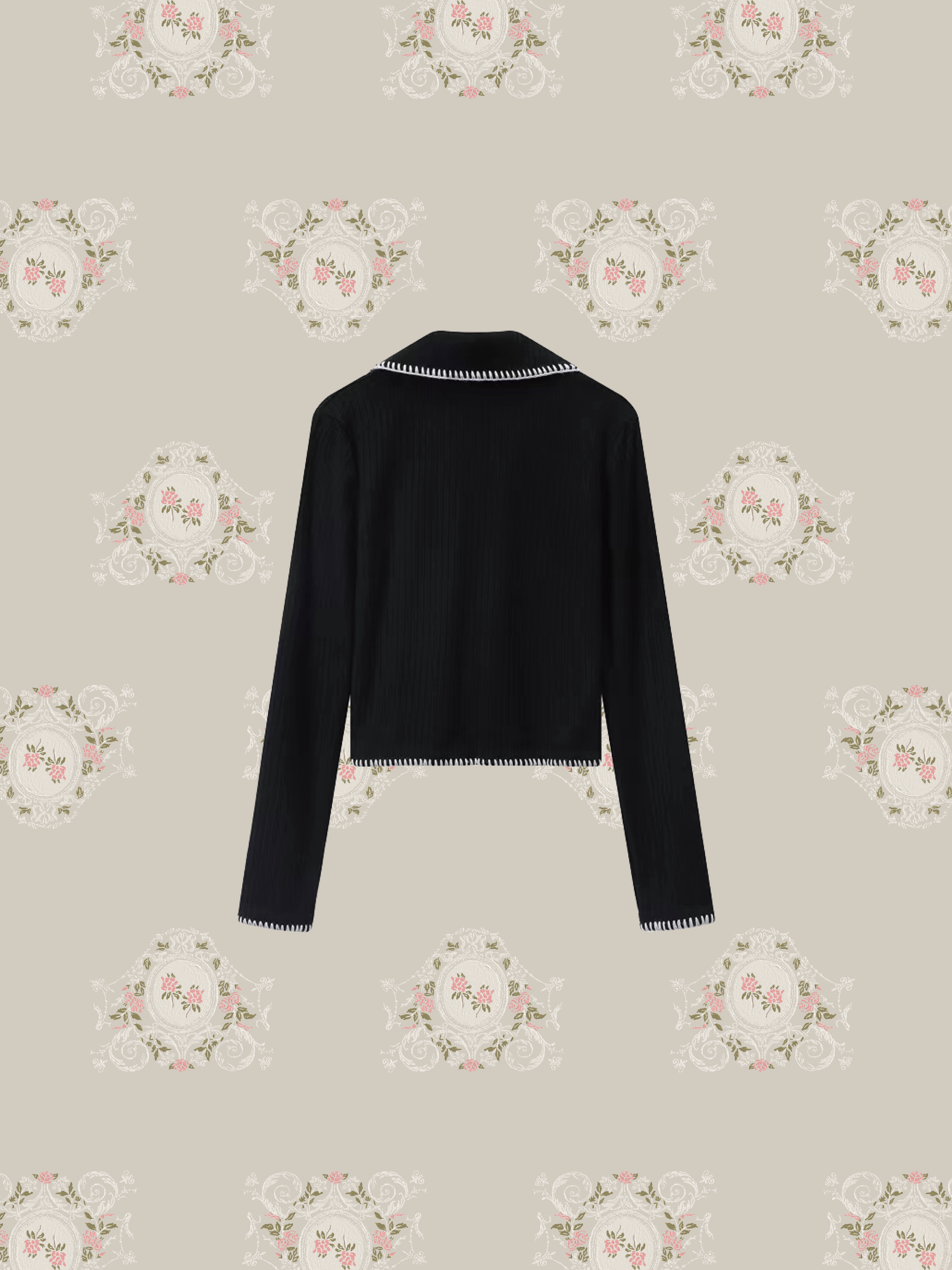 Polo Neck Lace Knit Tops